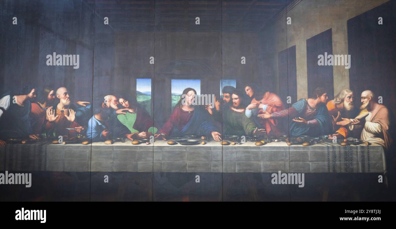 Turin, Italien, April 2023: Das Gemälde des letzten Abendmahls im Dom nach Leonardo da Vinci von Vercellese Luigi Cagna, 1836, Europa Stockfoto