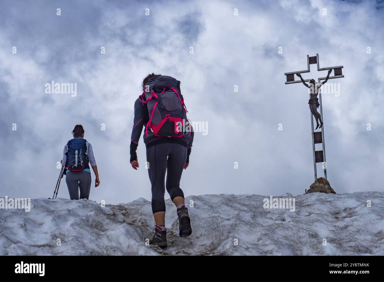 Trekking-Szene auf dem Comer See alpen Stockfoto