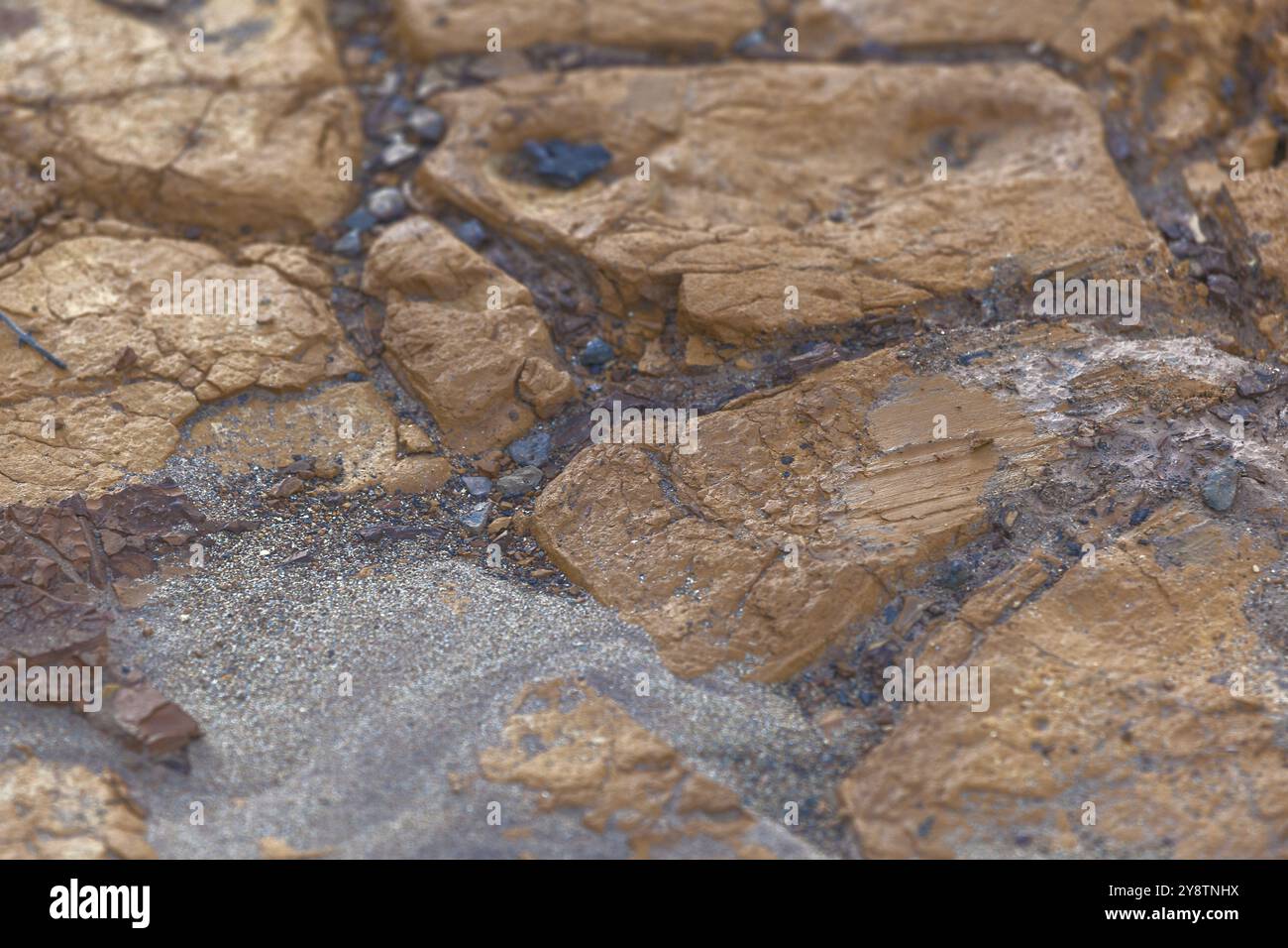 Textur im Fluss Tinto, Las Minas de RioTinto, Huelva, Andalusien, Spanien, Europa Stockfoto