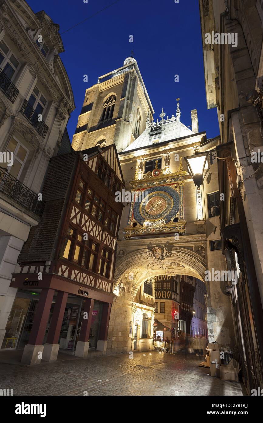 Große Uhr, Rouen, Normandie, Frankreich, Europa Stockfoto