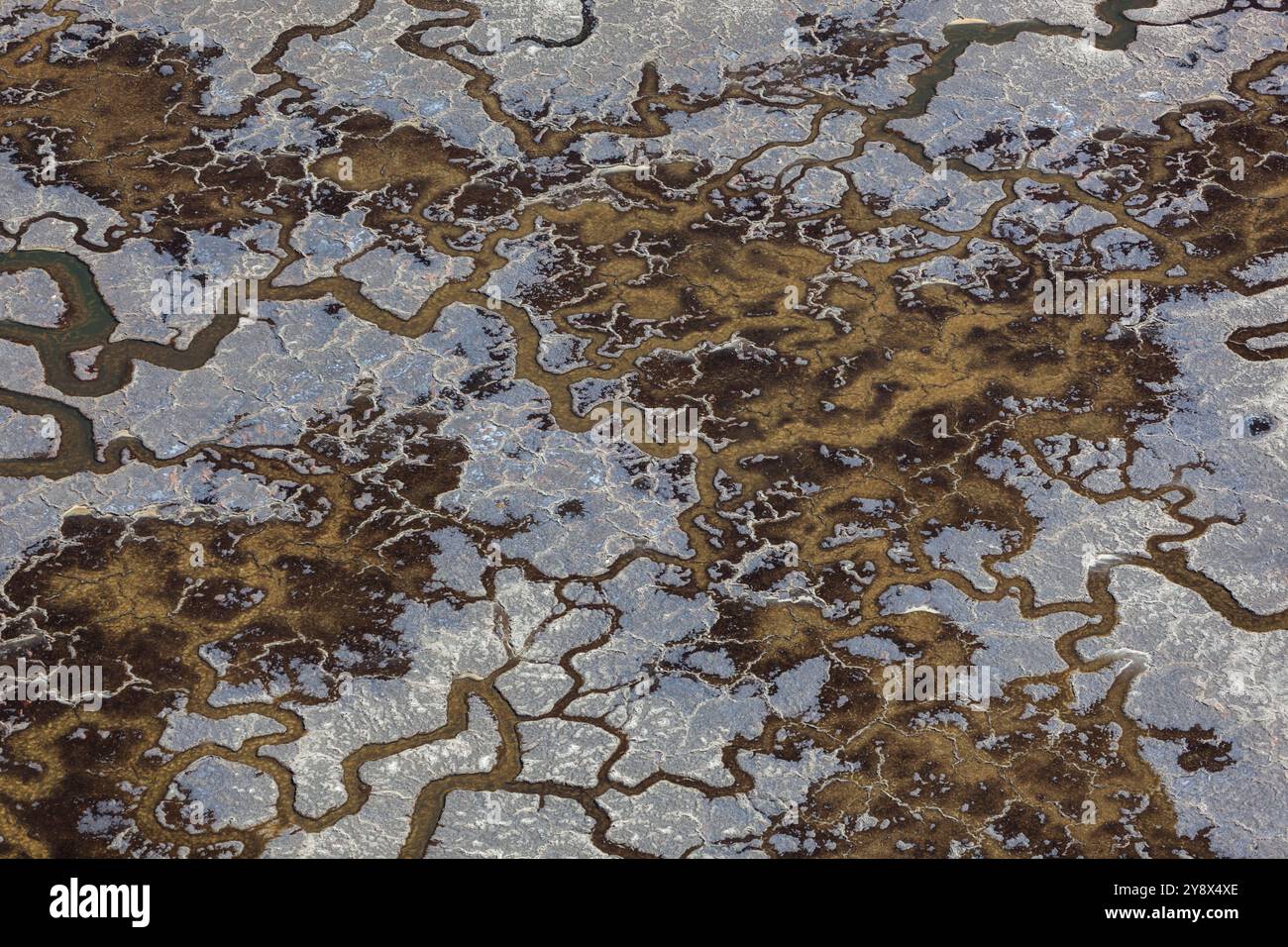 Aus der Vogelperspektive auf den Salzteich in Menlo Park, Kalifornien, USA Stockfoto