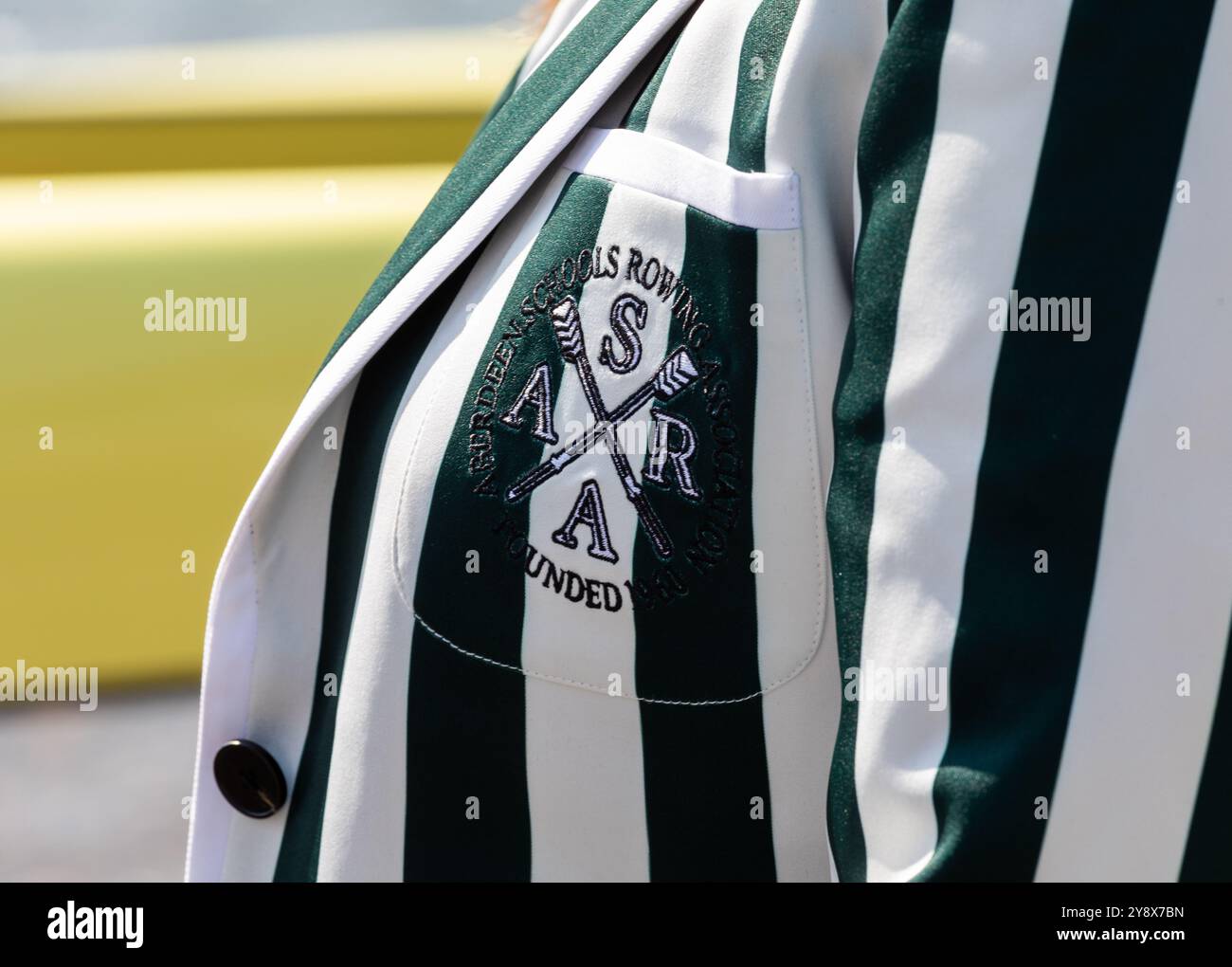Ein Jackenabzeichen für die Aberdeen Schools Ruwing Association, Schottland Stockfoto