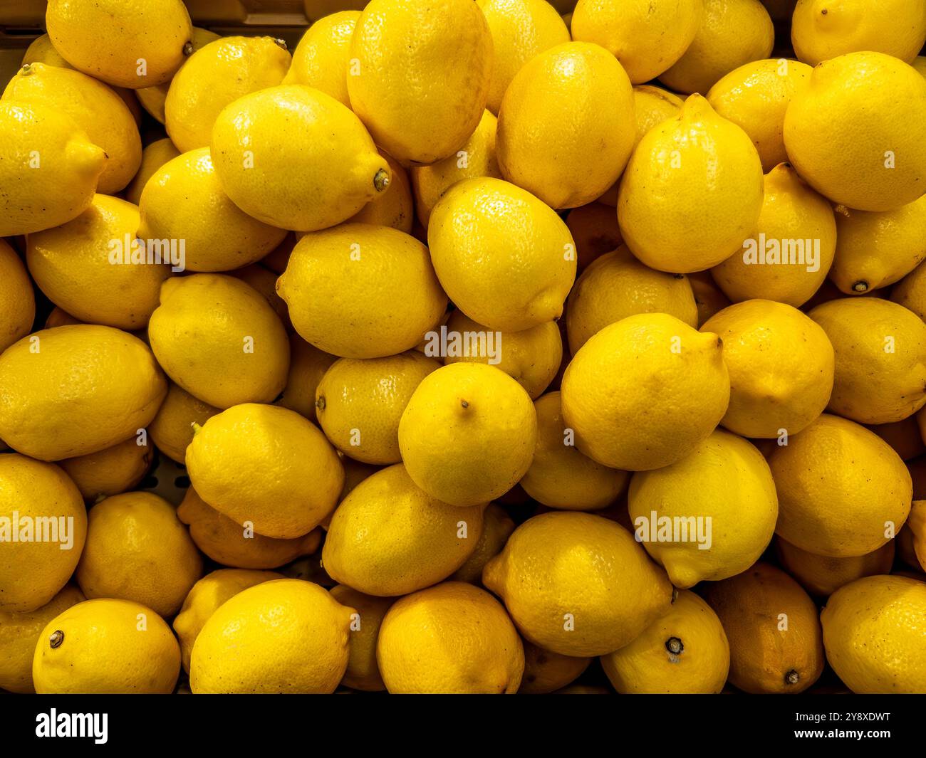 Gelbe Zitronen im Vollformat als Hintergrund Stockfoto