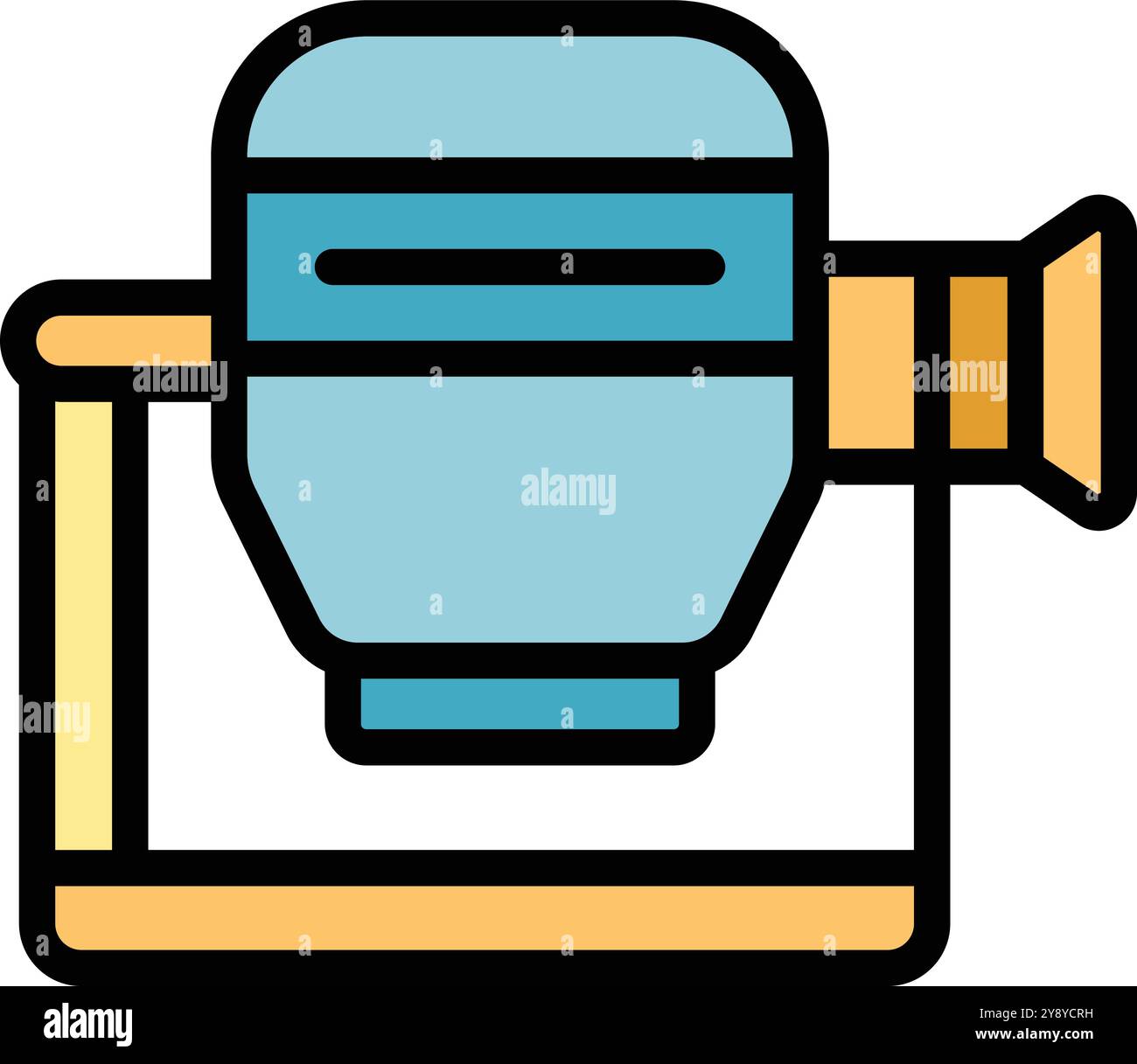 Betonmischer, der auf einer Baustelle arbeitet und Zement für die Fundamente eines neuen Hauses gießt Stock Vektor