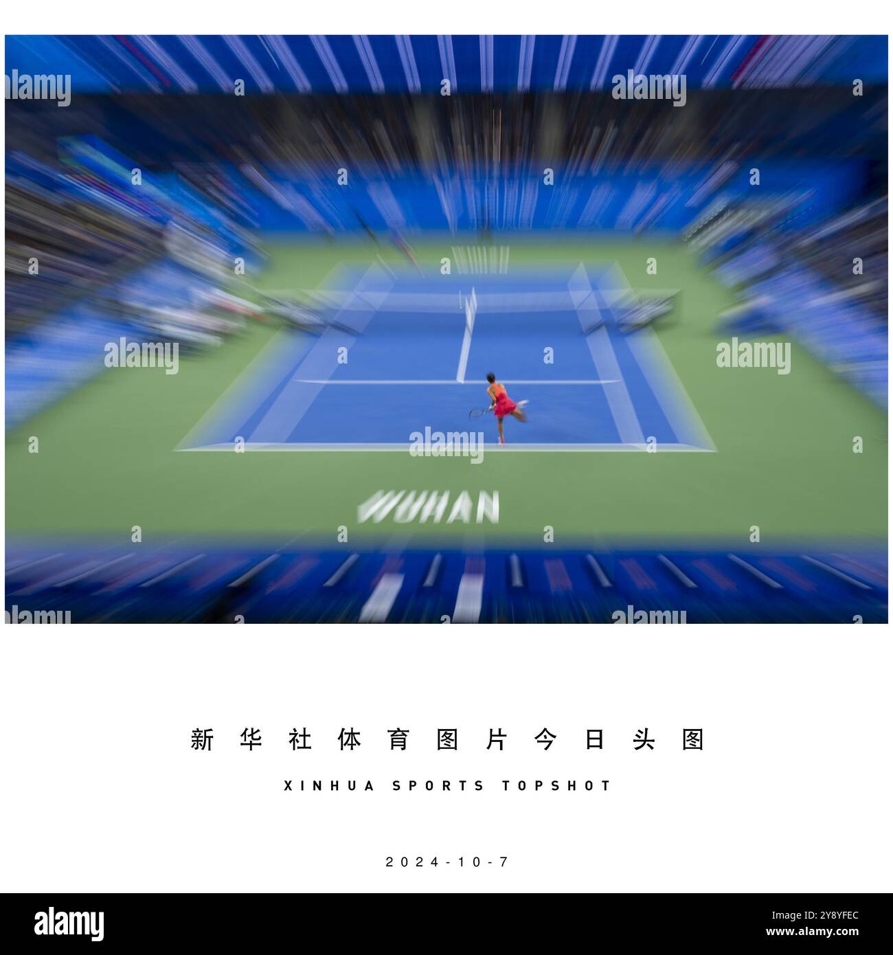 Peking, Chinas Provinz Hubei. Oktober 2024. Yuan Yue of China kommt beim Tennis-Turnier der Wuhan Open 2024 in Wuhan, der Hauptstadt der Provinz Hubei, am 7. Oktober 2024 in Wuhan, der Hauptstadt der zentralchinesischen Provinz Hubei, im Jahr 64 gegen Clara Burel aus Frankreich zurück. Quelle: Wu Zhizun/Xinhua/Alamy Live News Stockfoto