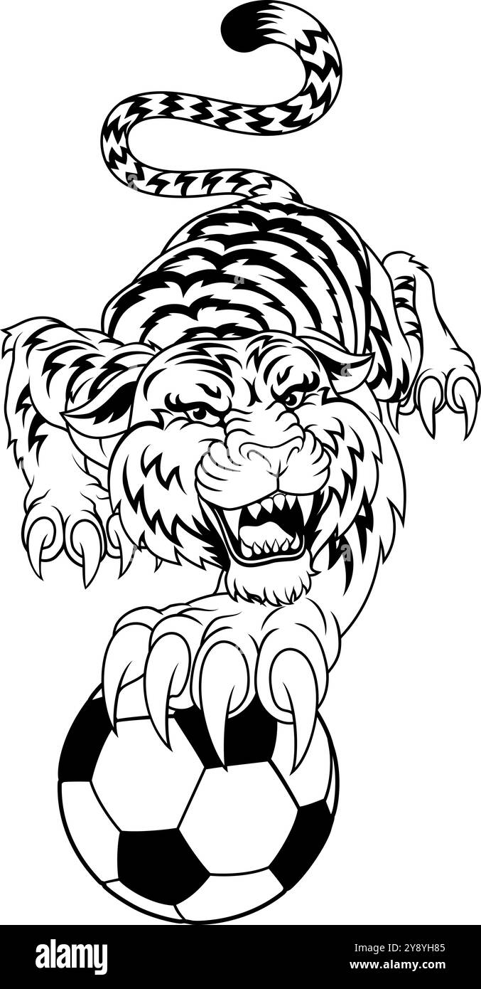 Tiger Fußball Tiersport-Team Maskottchen Stock Vektor
