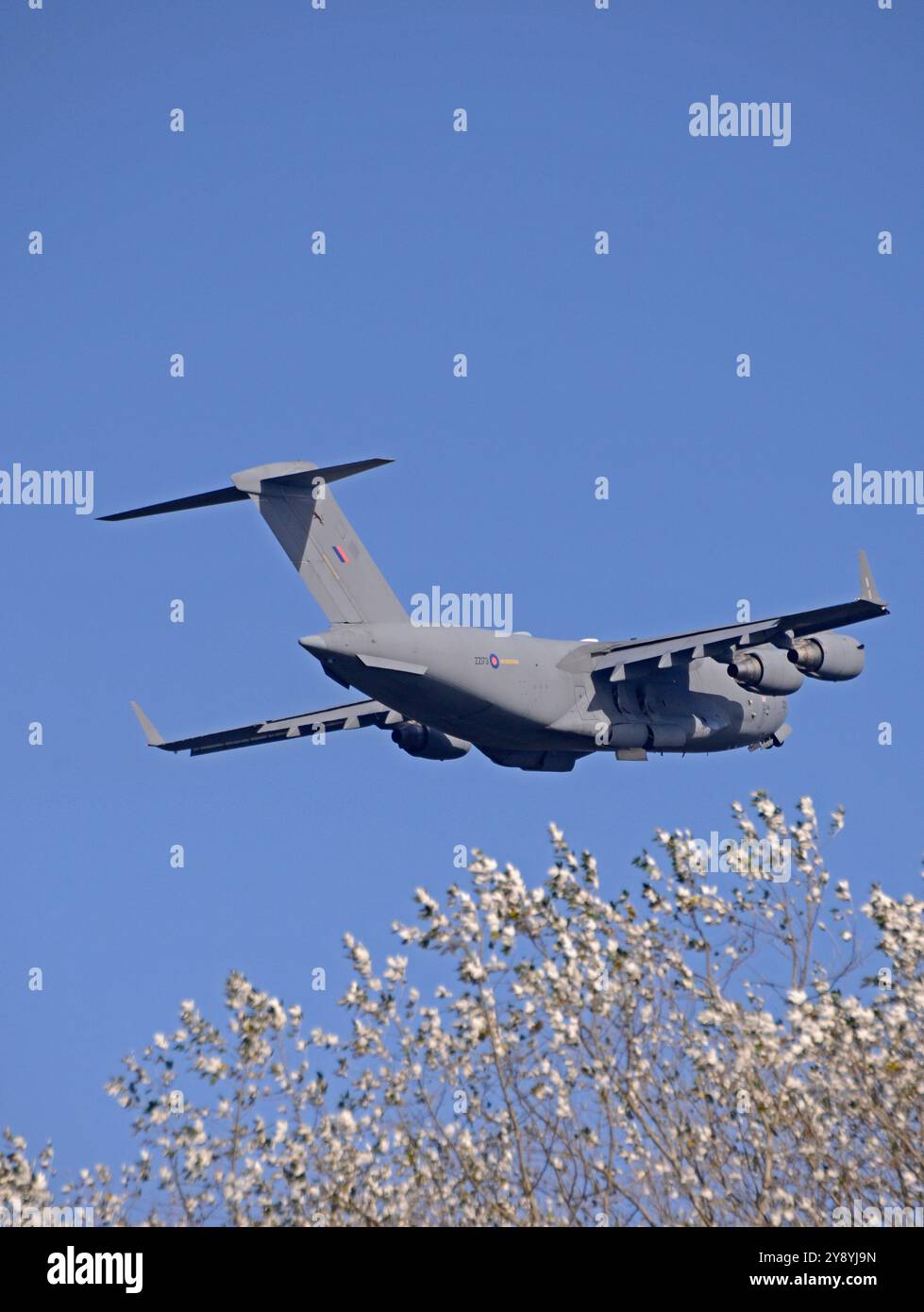RAF GLOBEMASTER C17, ZZ173, startet von der Start- und Landebahn 09 am LIVERPOOL JOHN LENNON AIRPORT nach BRIZE NORTON Stockfoto