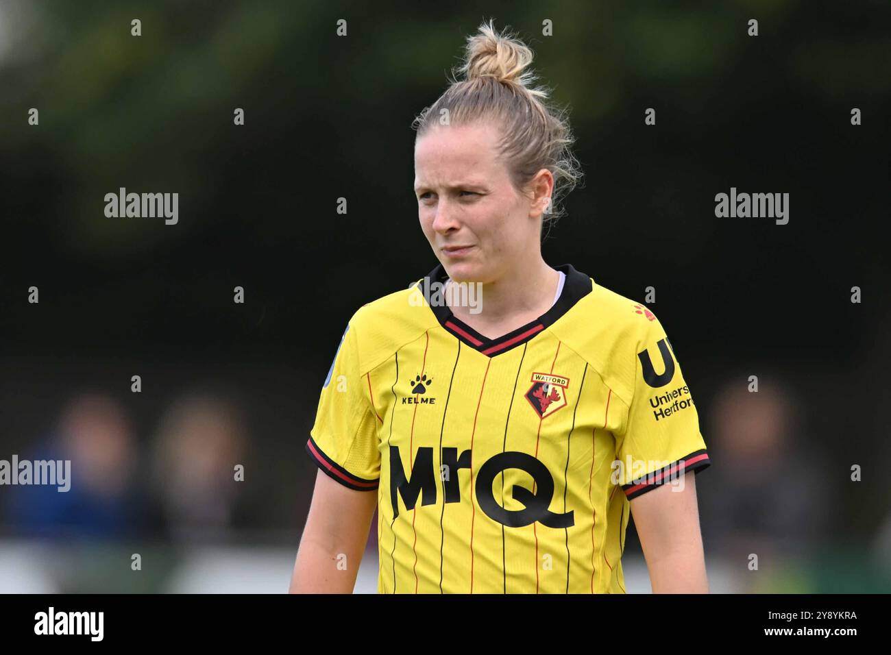 Anne Meiwald (5 Watford) blickt auf die FA Women's Premier League Premier Division zwischen Ipswich Town Women und Watford Women in der Dellwood Road, Felixstowe, am Sonntag, den 6. Oktober 2024. (Foto: Kevin Hodgson | MI News) Credit: MI News & Sport /Alamy Live News Stockfoto