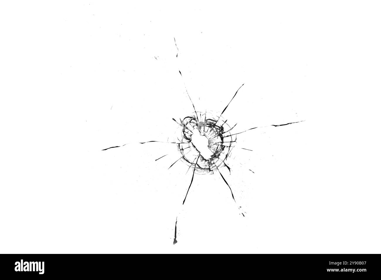 Textur von Glasbruch auf transparentem Hintergrund Stockfoto