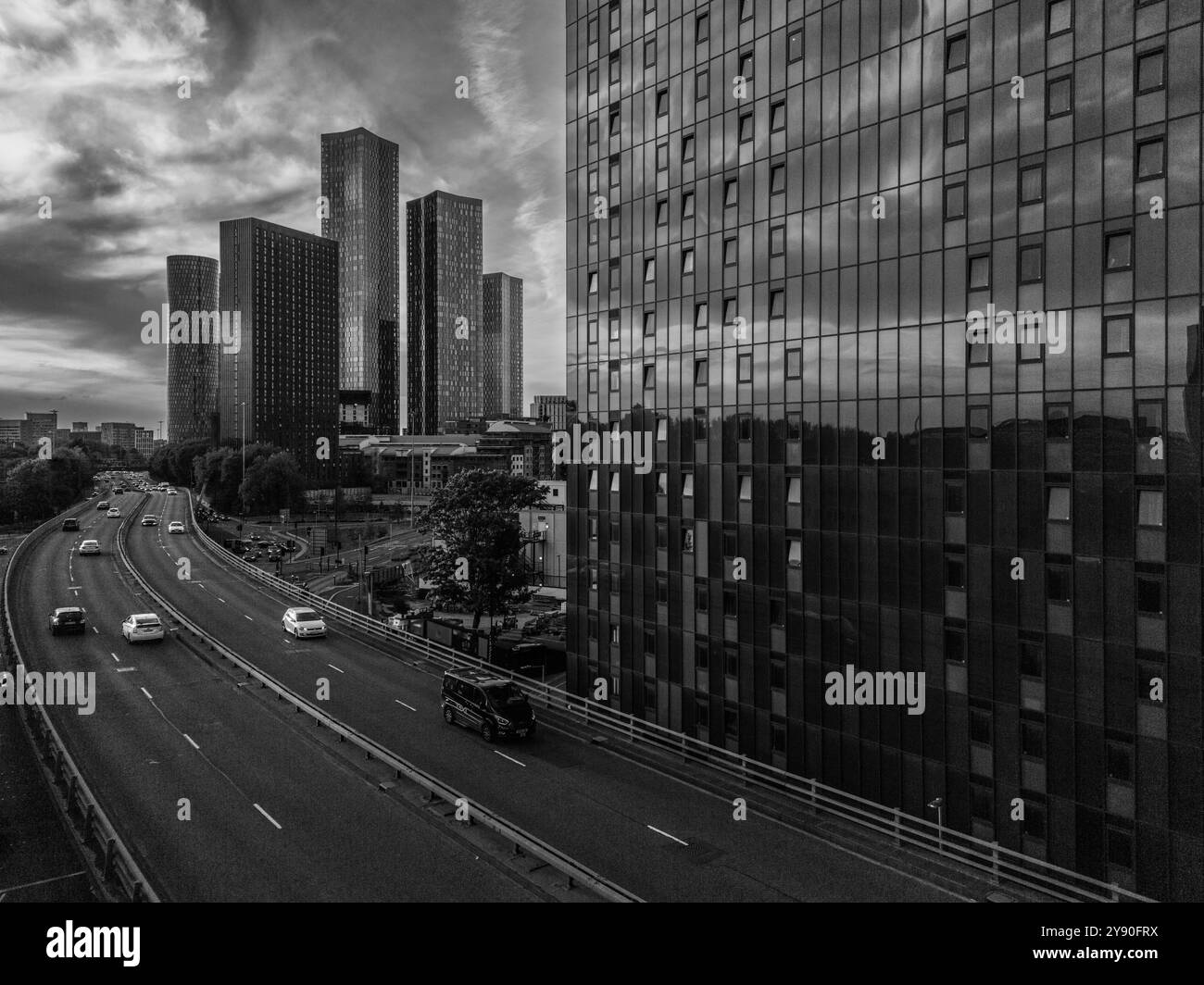 Reflexionen in Manchester Stockfoto