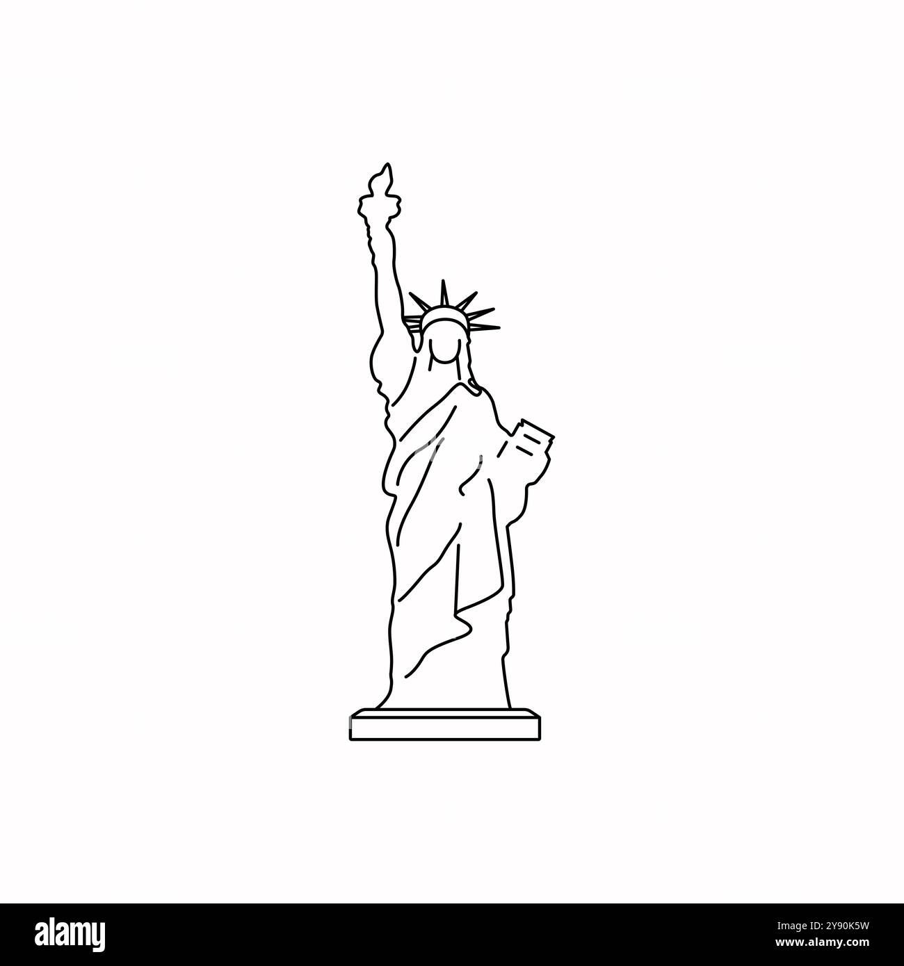 Symbol der Freiheitsstatue. Überblick über die Sehenswürdigkeiten Amerikas. Die Freiheitsstatue ist ein Symbol der USA. Freiheitsstatue New York City. Ein einfaches Stock Vektor