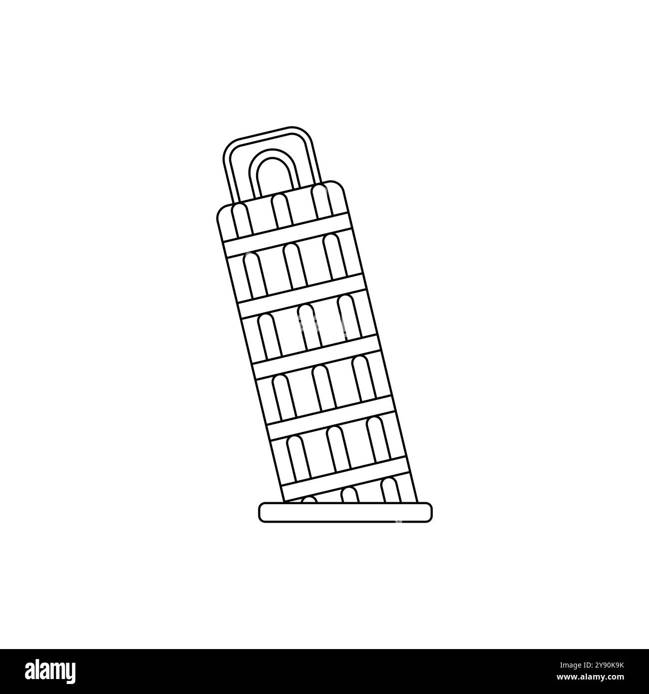 Lineares Symbol des Vektors des Pisa-Turms. Kulturgebäude Italiens. Architektonisches Denkmal Italiens. Vektor des Schiefen Turms. Linearer Vektorstil. Stock Vektor
