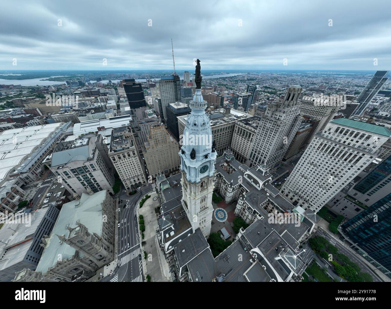 Luftaufnahme des Philadelphia City Hall, Rathaus in Philadelphia, Pennsylvania, USA Stockfoto