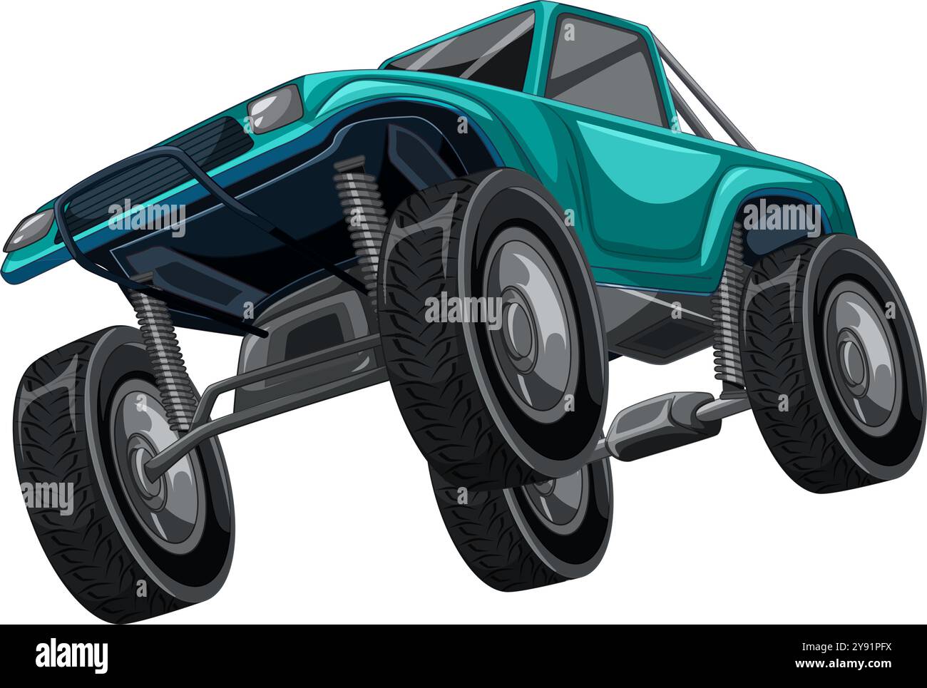 Vektordarstellung eines angehobenen Geländefahrzeugs Stock Vektor