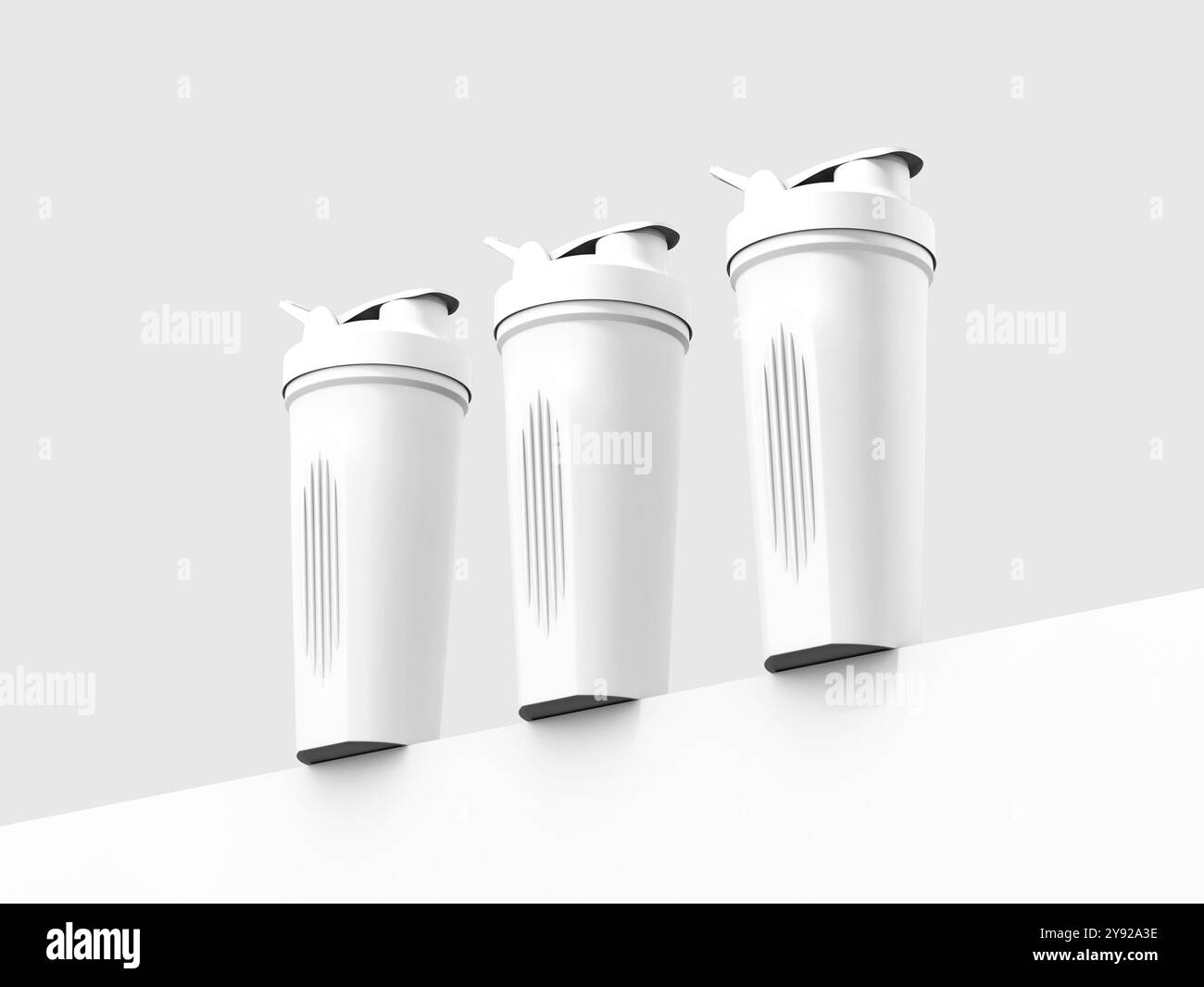 Drei Sportflaschen Mockup Stockfoto