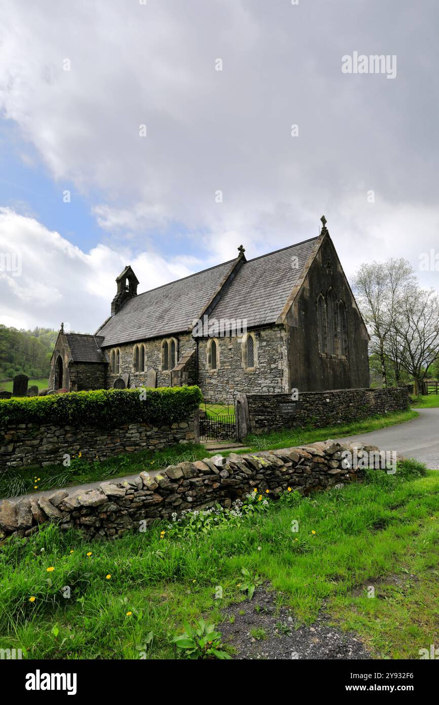 Sommerblick über St Marys Church, Sadgill Village, Lake District National Park, Cumbria, England, Großbritannien Stockfoto