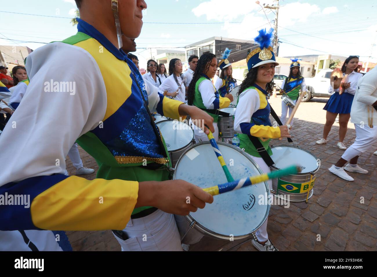 Boninal, bahia, brasilien - 2. oktober 2024: Marschkapelle einer öffentlichen Schule in Bahia. Stockfoto