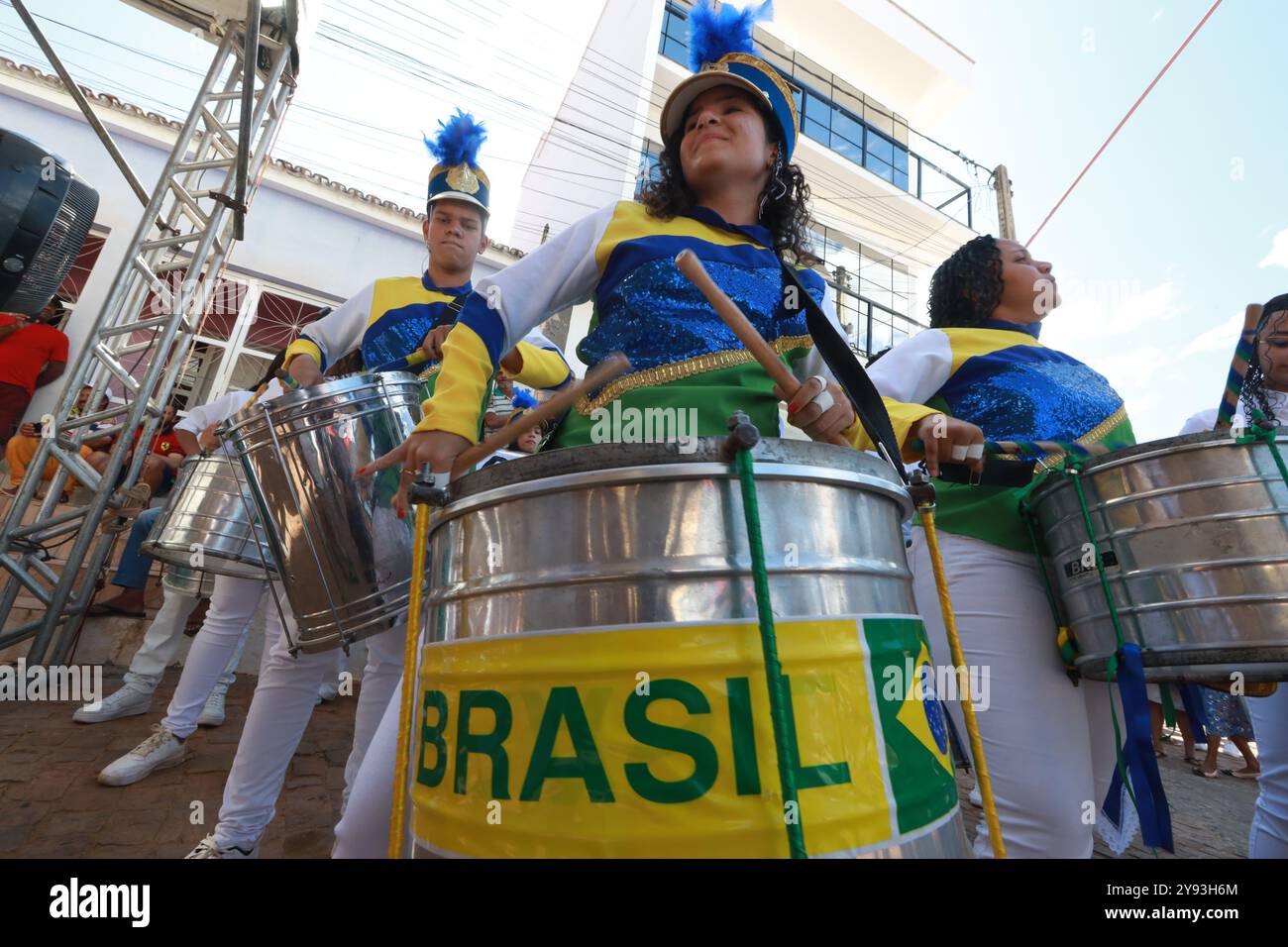 Boninal, bahia, brasilien - 2. oktober 2024: Marschkapelle einer öffentlichen Schule in Bahia. Stockfoto