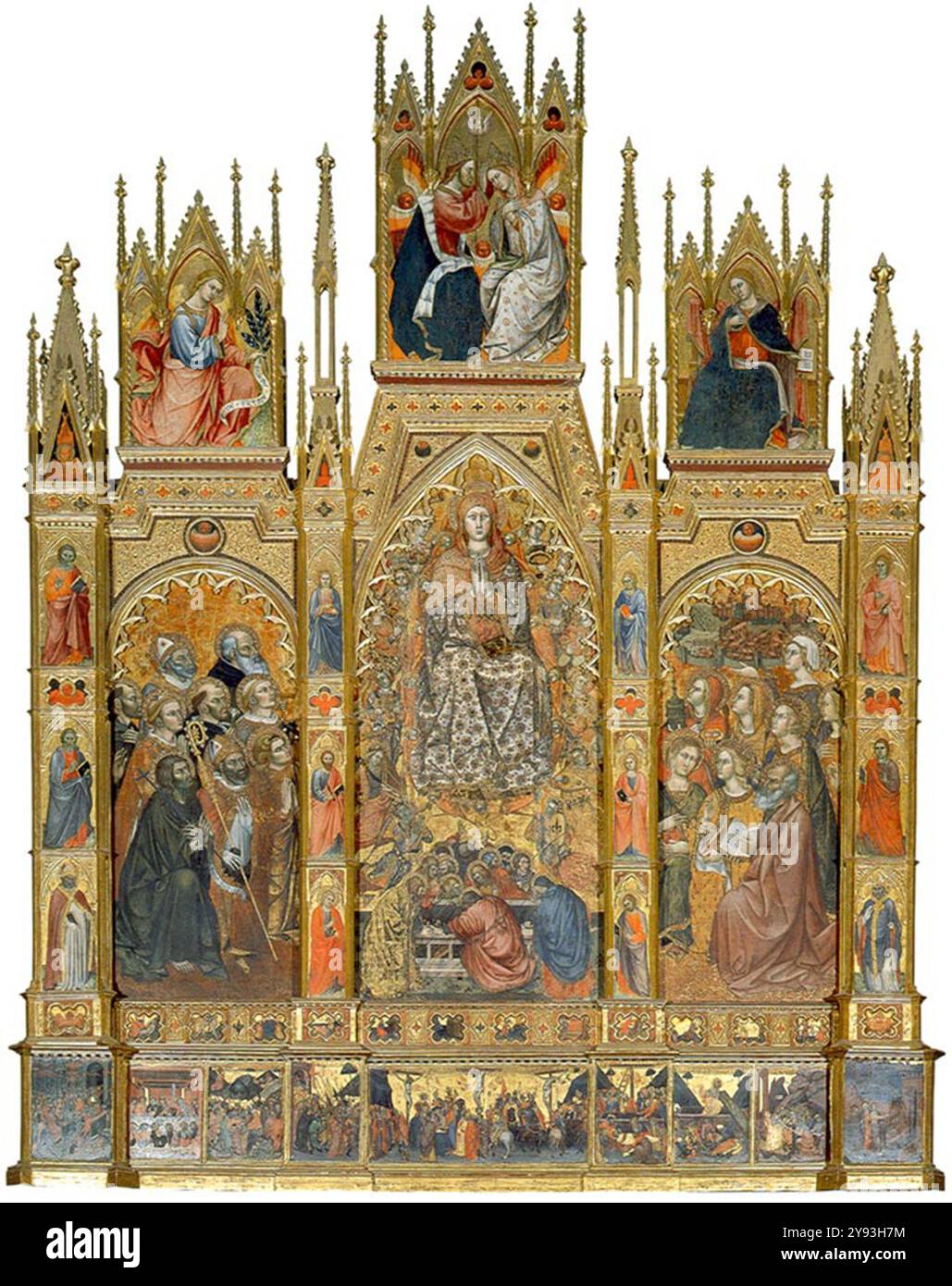 Die Himmelfahrt der Jungfrau befindet sich im Dom von Santa Maria dell'Assunta in Montepulciano. Taddeo di Bartolo (* 1363–26. August 1422), auch bekannt als Taddeo Bartoli, war ein italienischer Maler der Sienesischen Schule in der Frührenaissance. Stockfoto