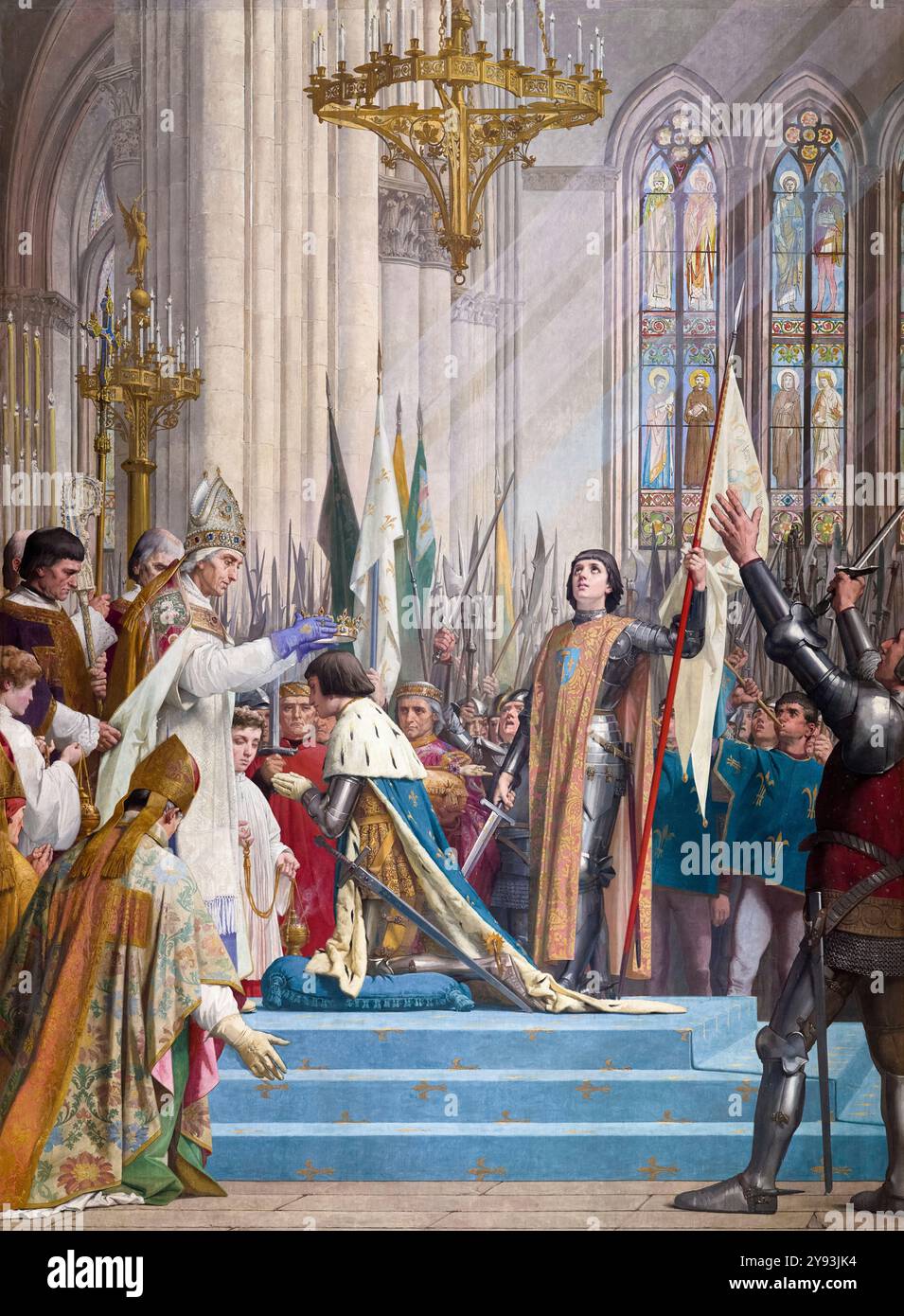 Die Krönung von Karl VII. (1403–1461), König von Frankreich (1422–1461), am 17. Juli 1429, Ölgemälde auf Leinwand, montiert von Jules-Eugène Lenepveu, 1889 Stockfoto