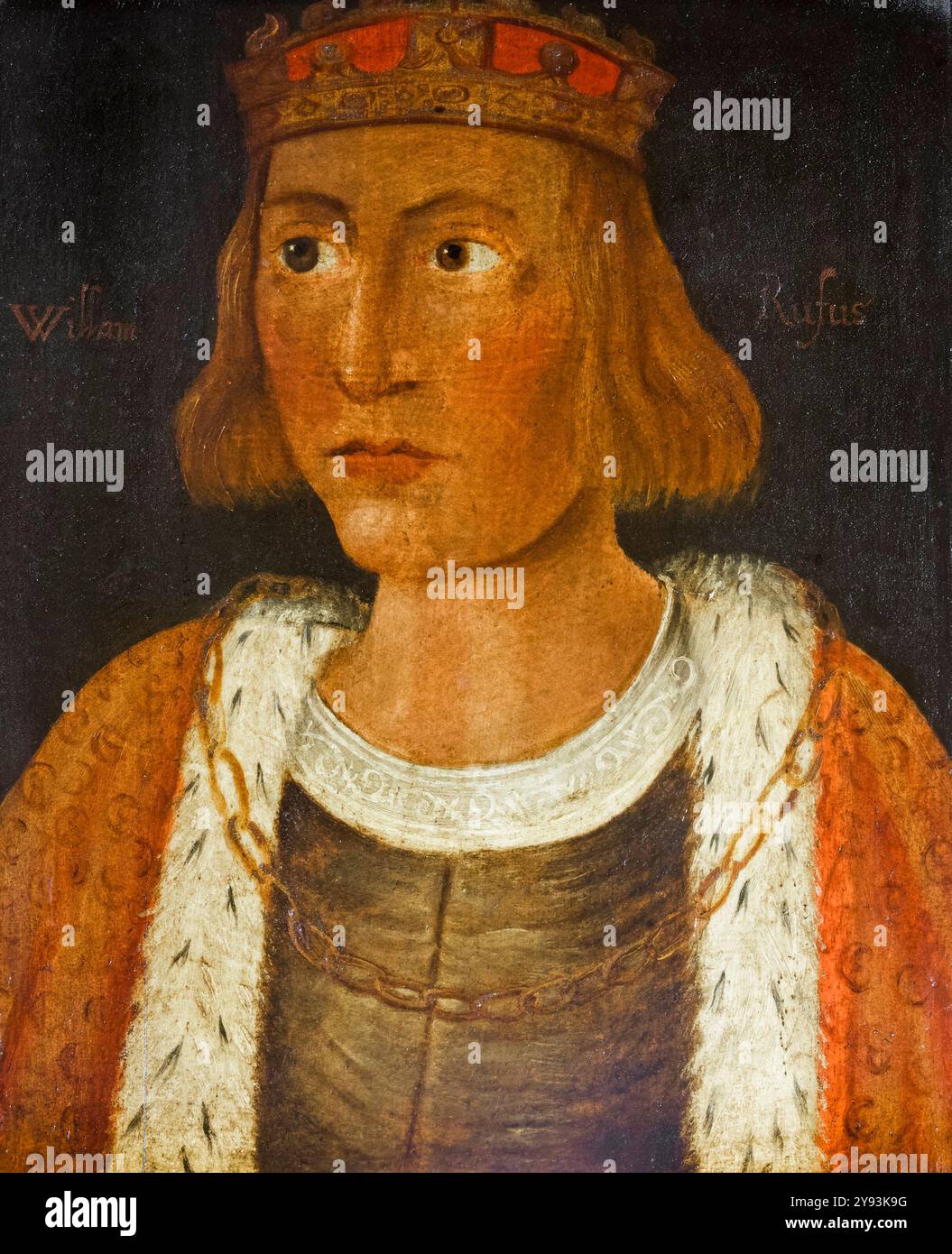 Wilhelm II. Von England, William Rufus (ca. 1056–1100), König von England (1087–1100), Porträtmalerei in Öl auf Tafel eines Künstlers der British School, ca. 1650 Stockfoto