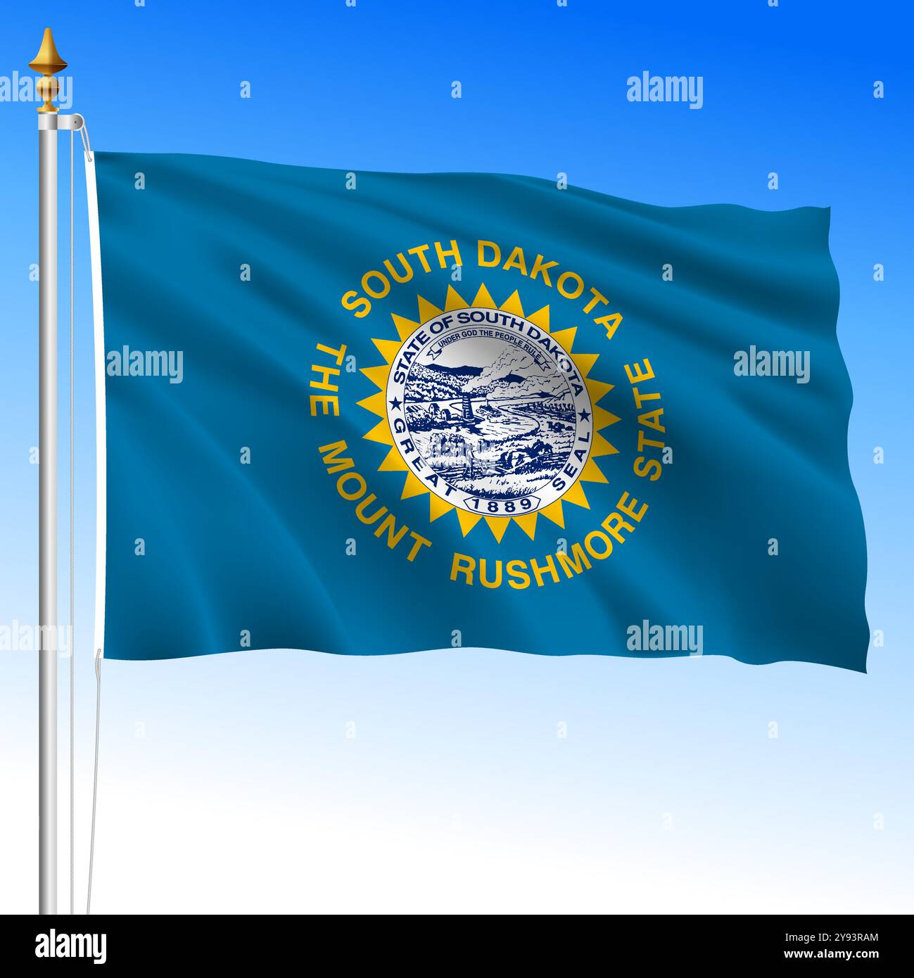 South Dakota US Bundesstaat schwenkt Flagge, Vereinigte Staaten, Vektorillustration Stock Vektor