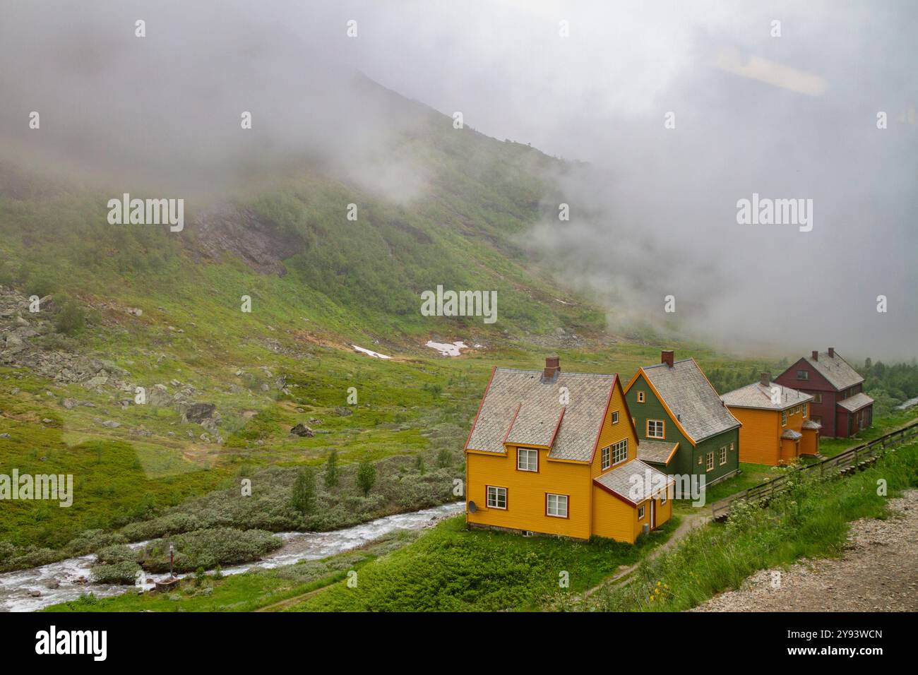 Blick von der Bergen Railway Route von Myrdal nach Flam, Norwegen, Skandinavien und Europa Stockfoto