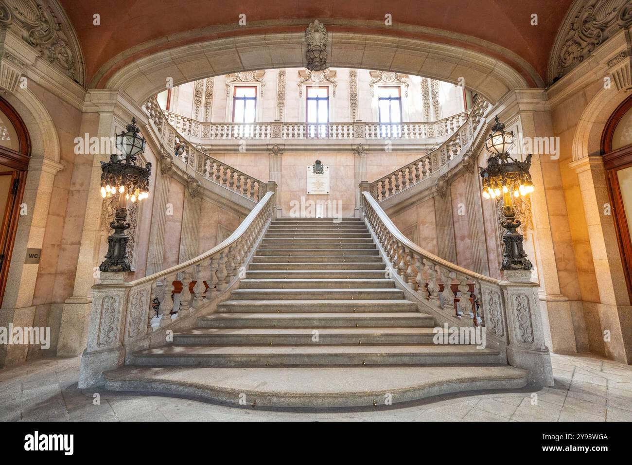 Edle Treppe, Bolsa Palast, UNESCO-Weltkulturerbe, Porto, Norte, Portugal, Europa Stockfoto