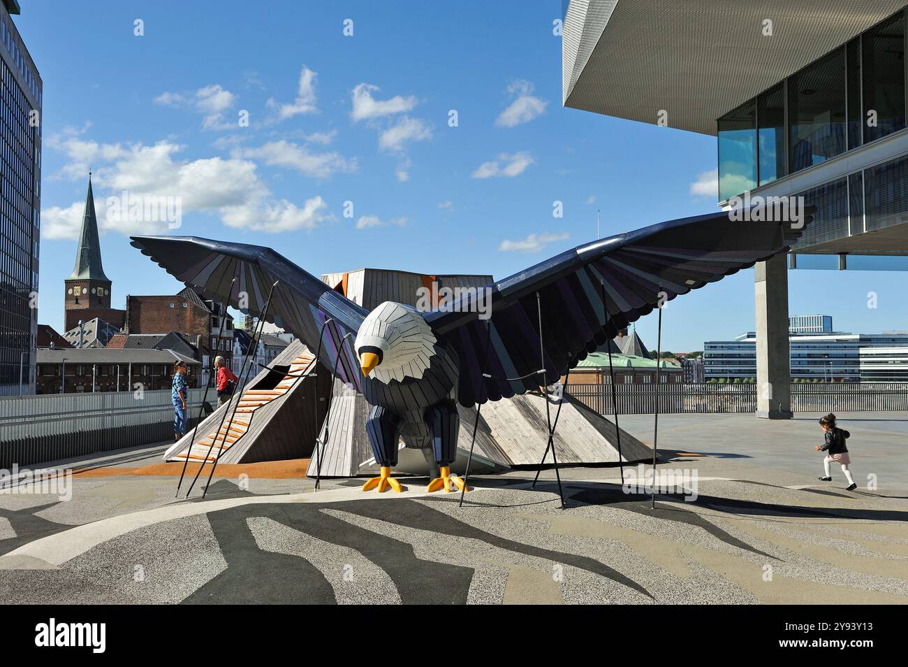 Spielplatz von Dokk1, von Schmidt Hammer Lassen Architects, Library and Citizens' Services an der städtischen Uferpromenade von Aarhus, Jütland Peninsula, Dänemark Stockfoto