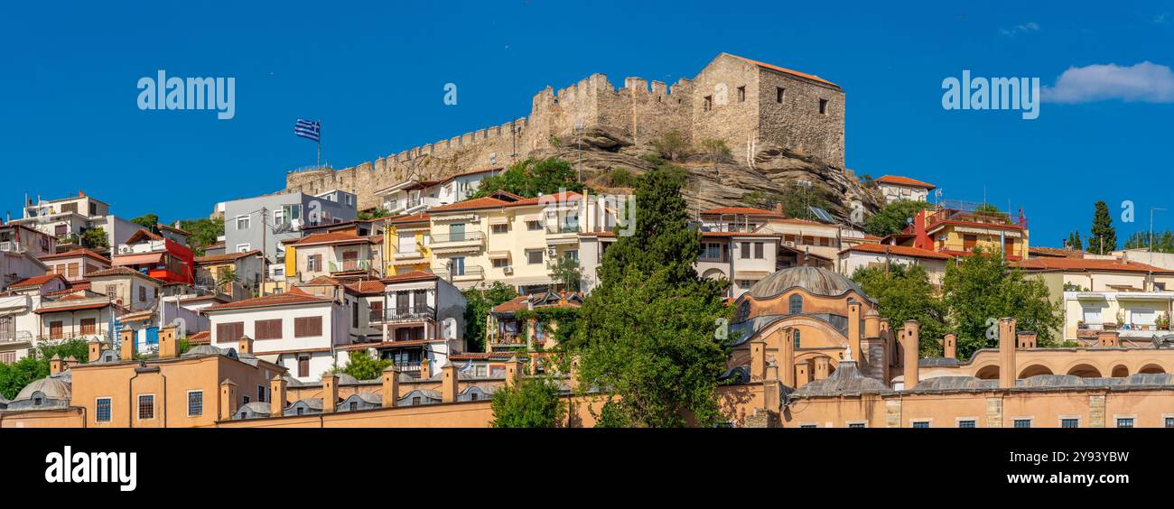 Blick auf die Festung Kavala vom Hafen, Kavala, Dimos Kavalas, Ostmakedonien und Thrakien, Golf von Thasos, Golf von Kavala, Griechenland, Europa Stockfoto