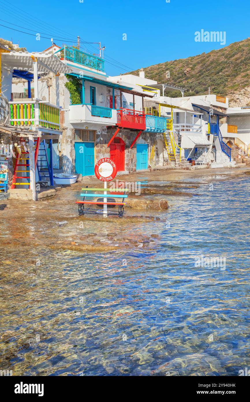 Das kleine Fischerdorf Klima, Klima, Milos, Kykladen, griechische Inseln, Griechenland, Europa Stockfoto