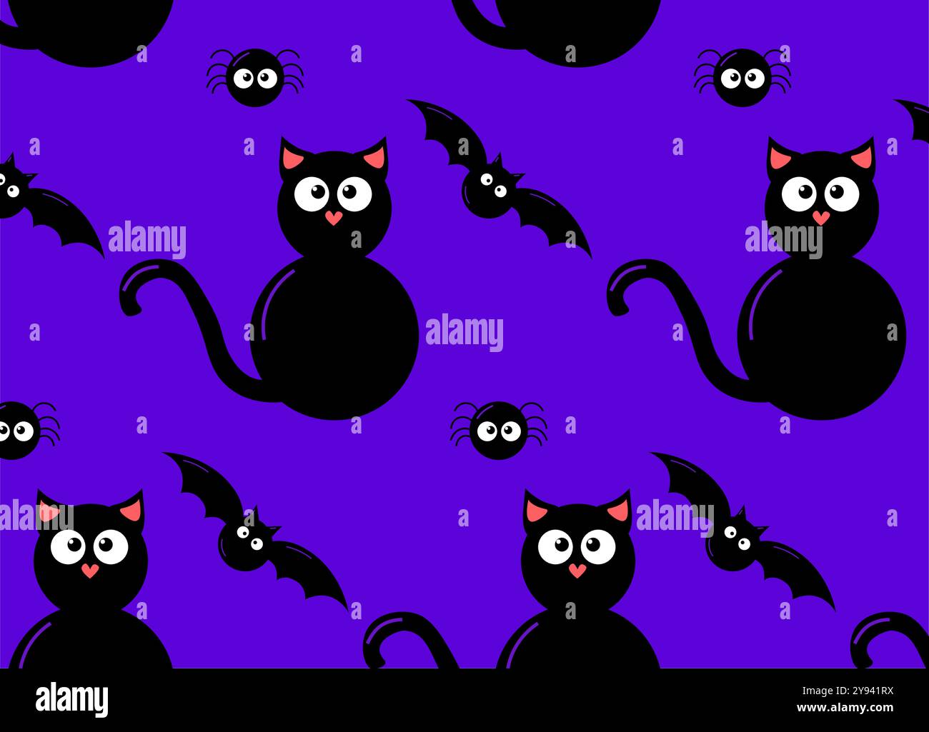 Halloween nahtlose Muster Dekoration auf einem lila Hintergrund. Minimaler Halloween-Muster-Vektor für Bettwäsche, Kostüme und Tapeten. Halloween Pat Stock Vektor