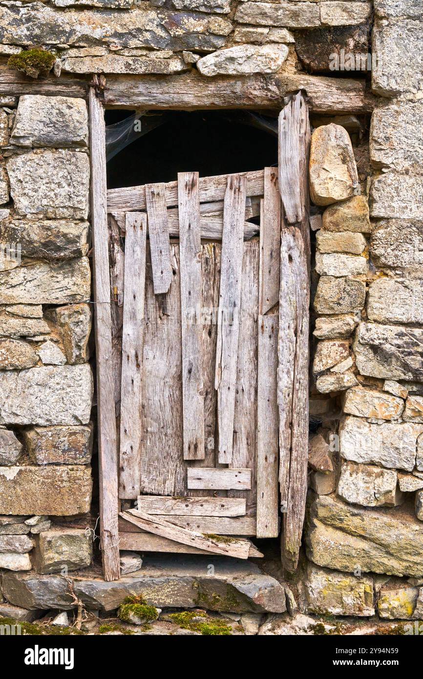 Tür, Landhaus, Parque Natural de Redes, Veneros, Caso, Asturien, Spanien Stockfoto