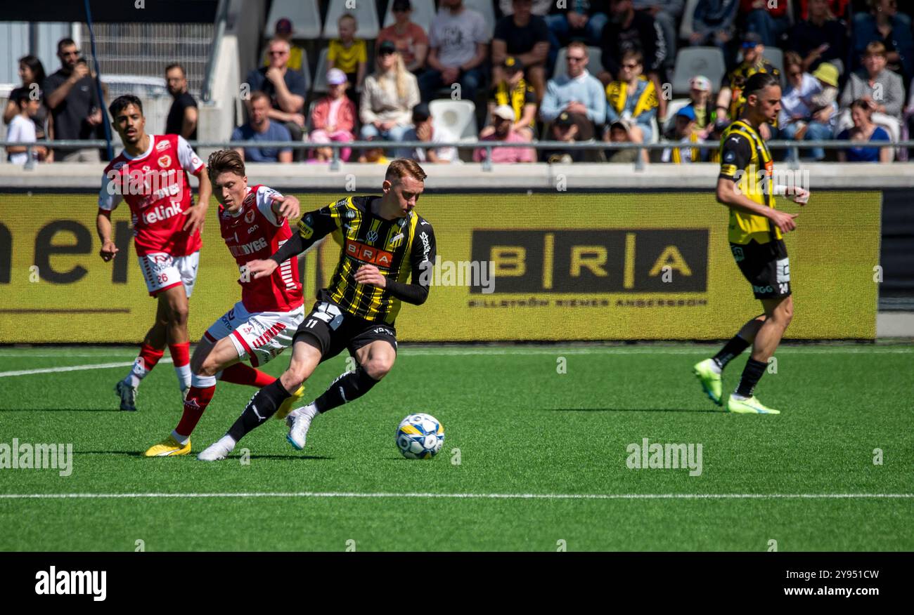 Göteborg, Schweden, 12. Mai 2024: Moment im Spiel zwischen BK Häcken und Kalmar FF. Endergebnis 3-1. Stockfoto