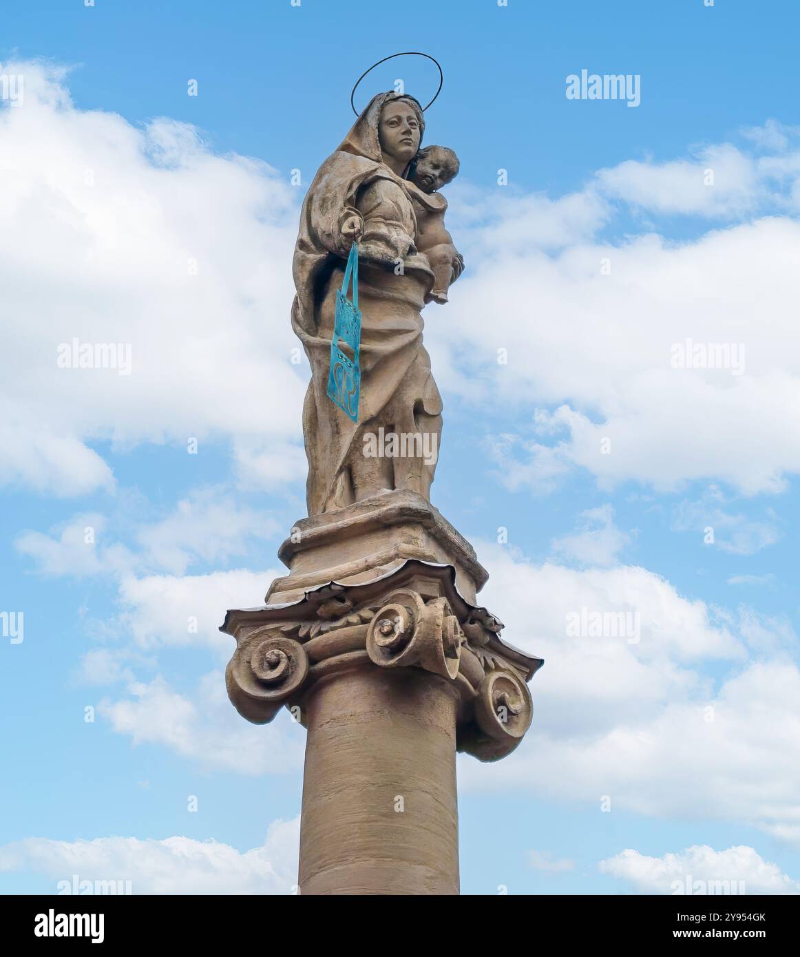Historische Säule der Heiligen Jungfrau von Karmina, Bologna, Italien Stockfoto