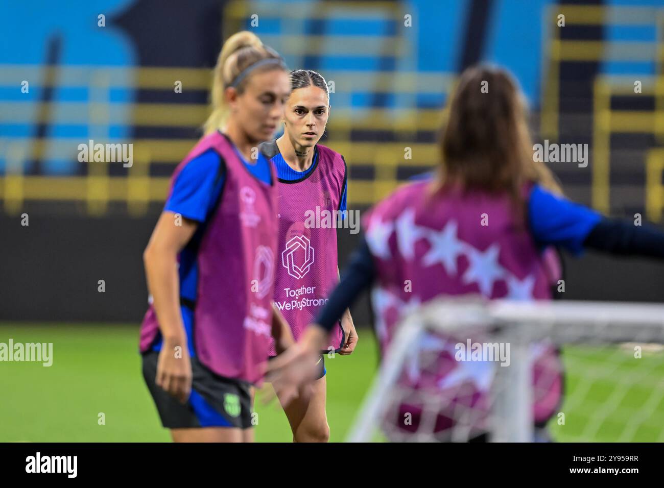 MAPI León von Barcelona Femení während des offenen Trainings der Frauen-Champions-League in Barcelona im Joie Stadium, Manchester, Großbritannien, 8. Oktober 2024 (Foto: Cody Froggatt/News Images) Stockfoto