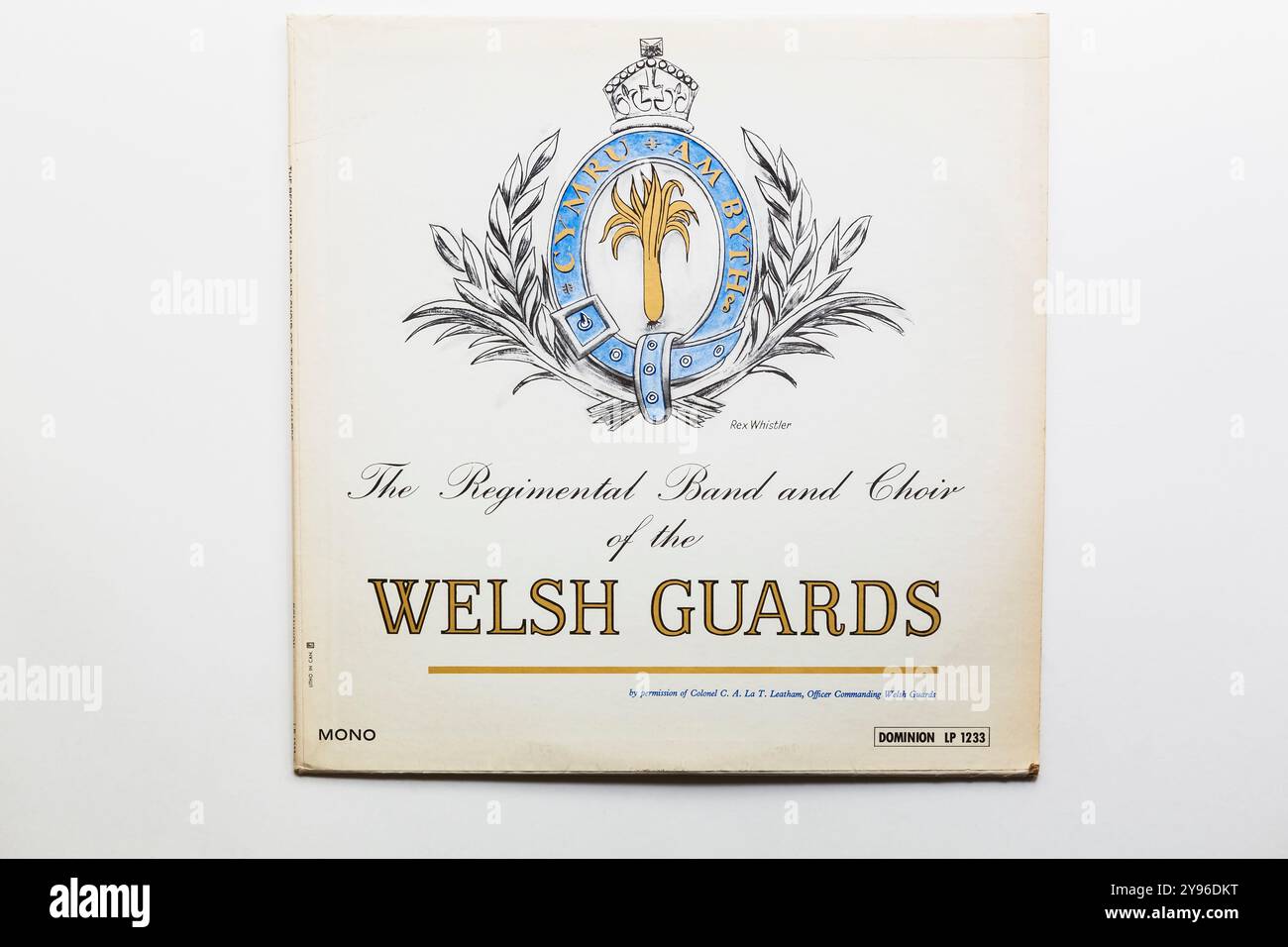 The Regimental Band and Choir of the Walisish Guards 33 1/3 rpm Long Play Album Cover. Stockfoto