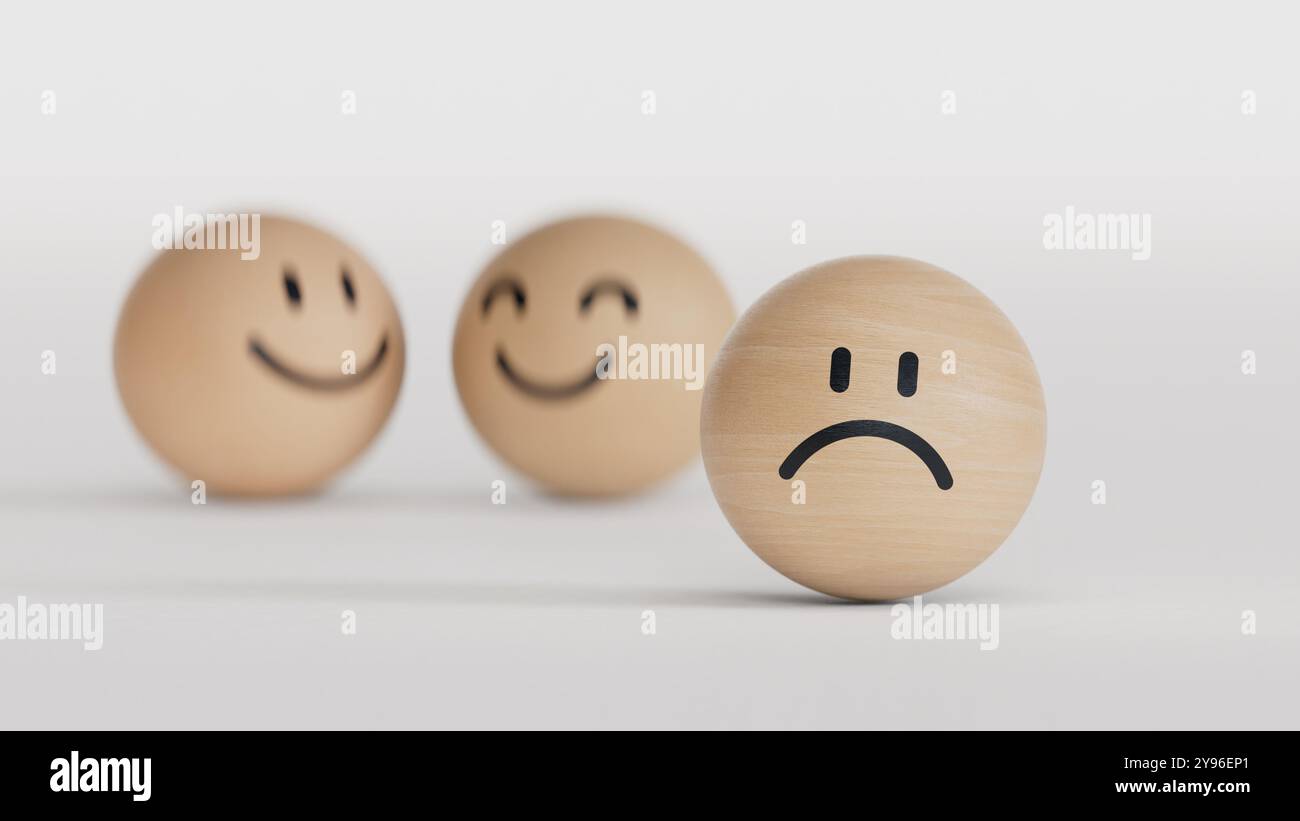 Social Interaction 3D-Illustration. Hintergrund mit Emoticons.3D-Rendering auf weißem Hintergrund. Stockfoto