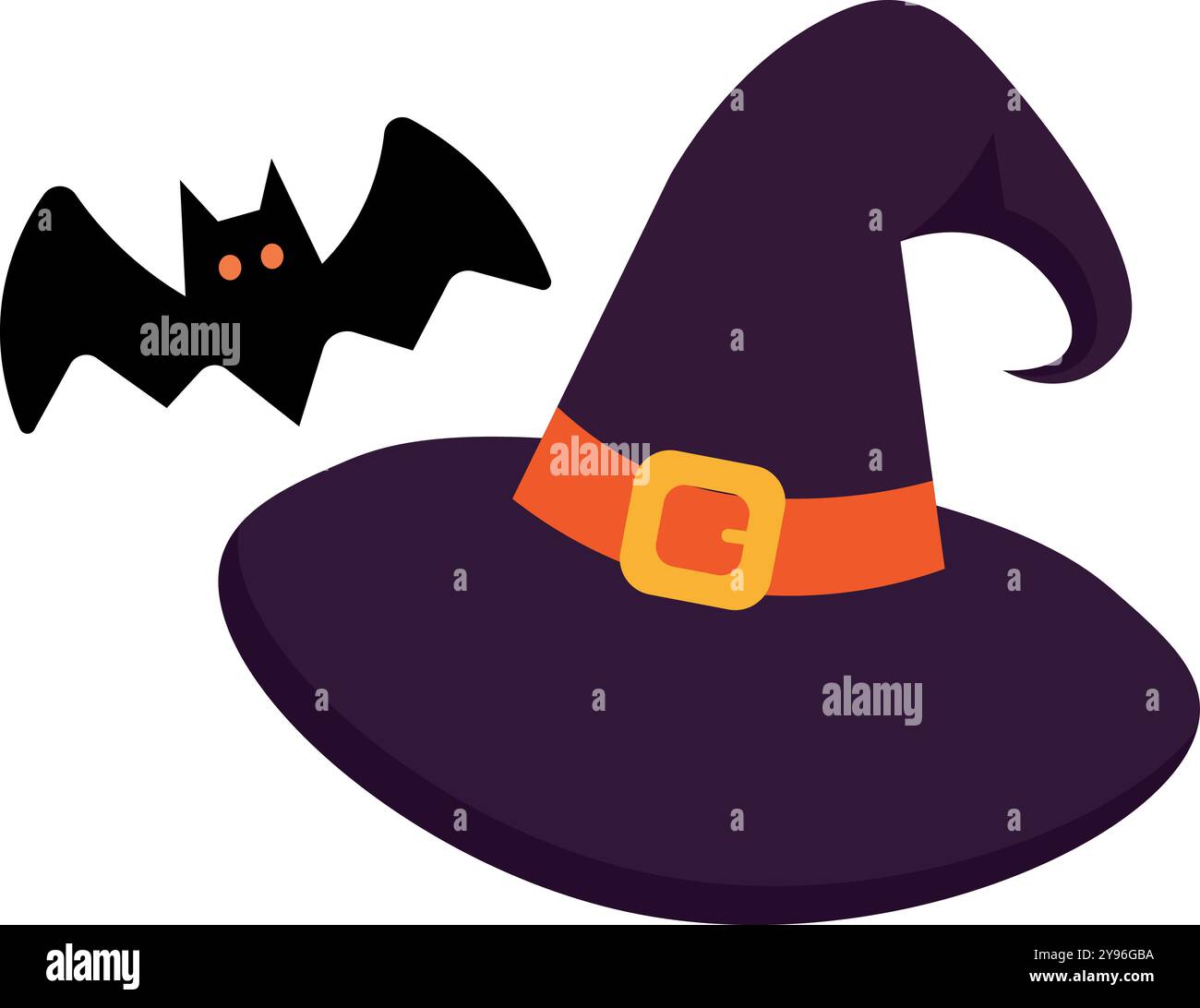 Hexenhut und Fledermaus, für Hintergründe und Designer Stockfoto