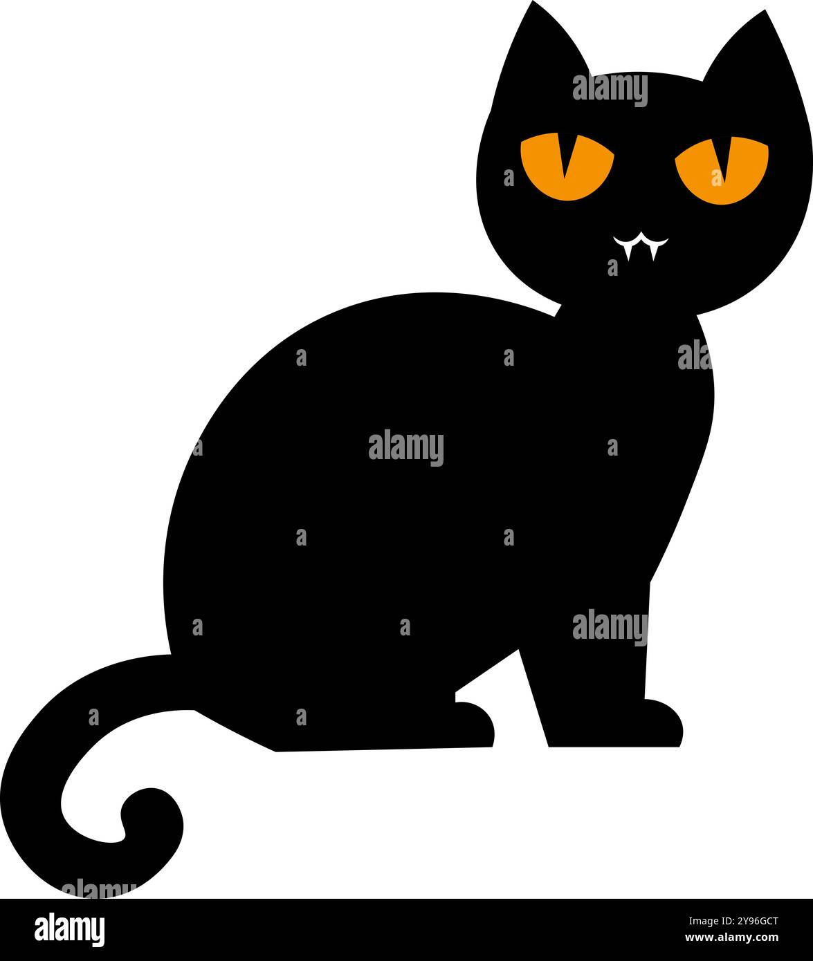 Schwarze Katze mit orangefarbenen Augen, halloween-Thema Stockfoto