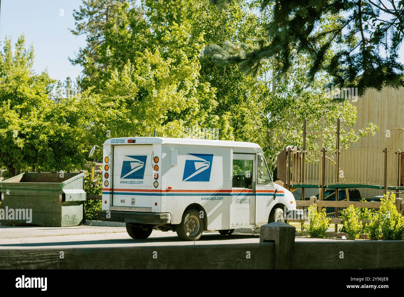 USPS Truck in Big Bear, Kalifornien Stockfoto