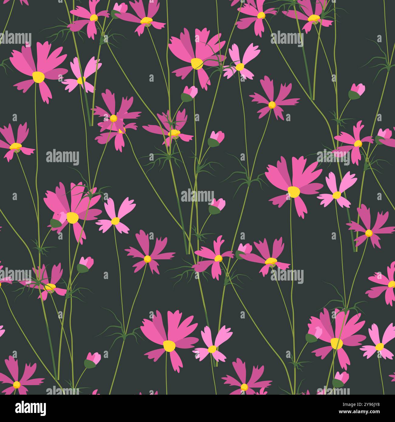 Pink Cosmos Blumen Muster Vektor Stock Vektor