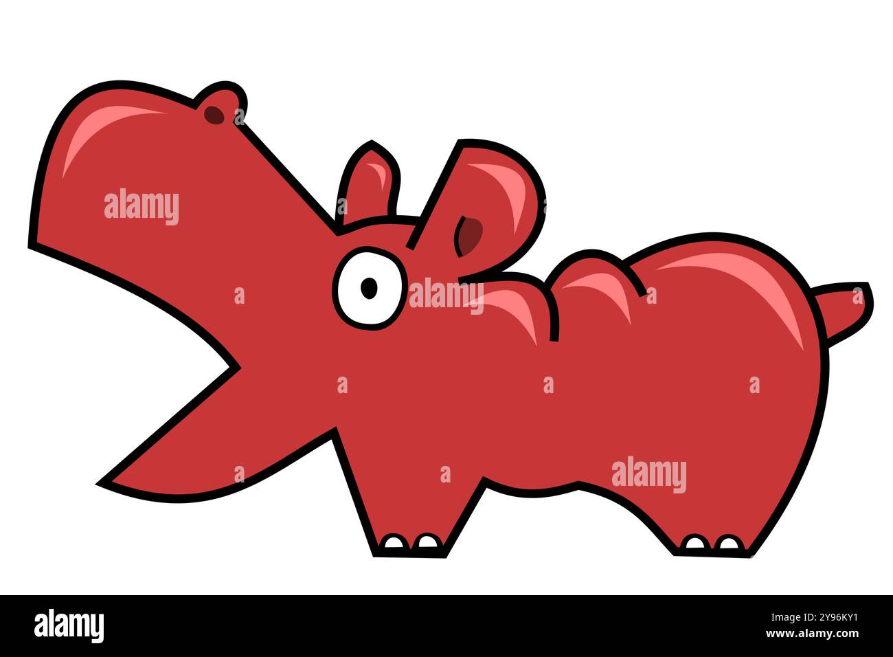 Braune und rosa Farbcartoon Hippopotamus in der flachen Vektor-Illustration isoliert auf weißem Hintergrund Stock Vektor