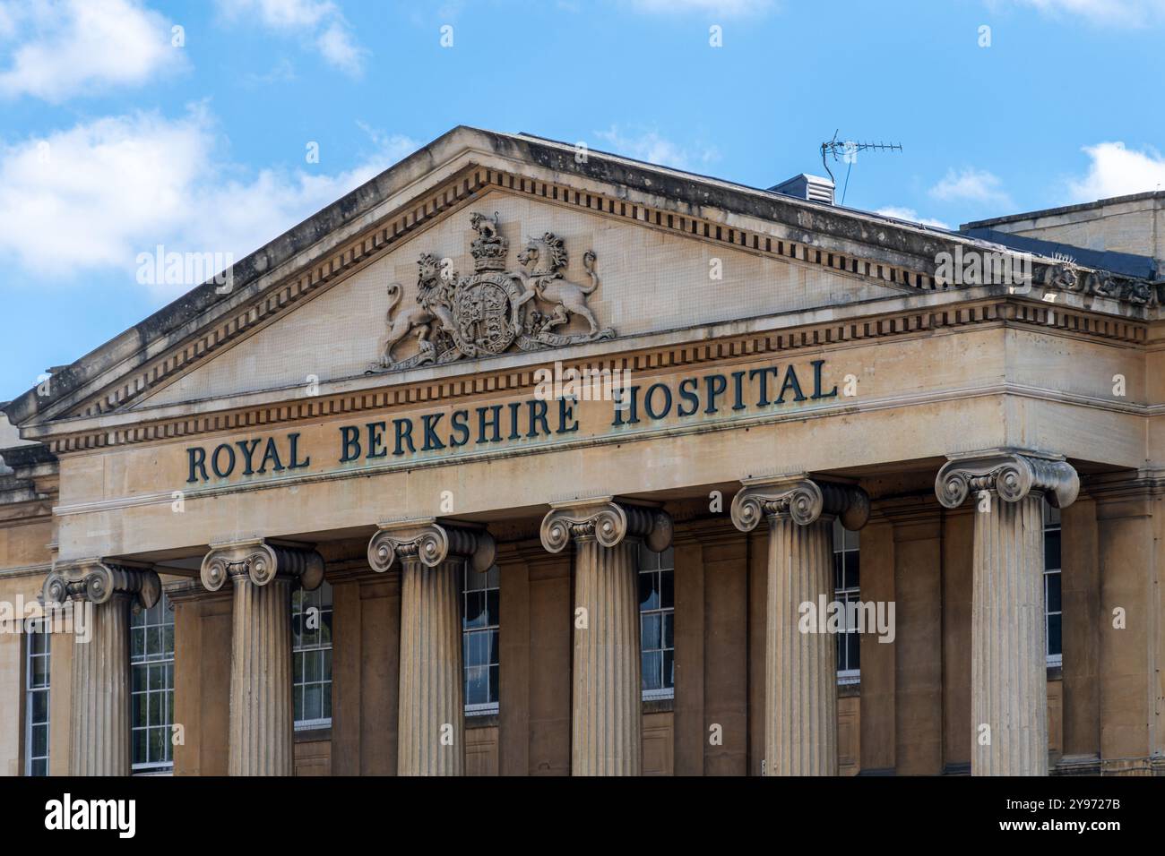 Royal Berkshire Hospital in Reading, Berkshire, England, Großbritannien. Die ursprüngliche Fassade des Krankenhauses Stockfoto