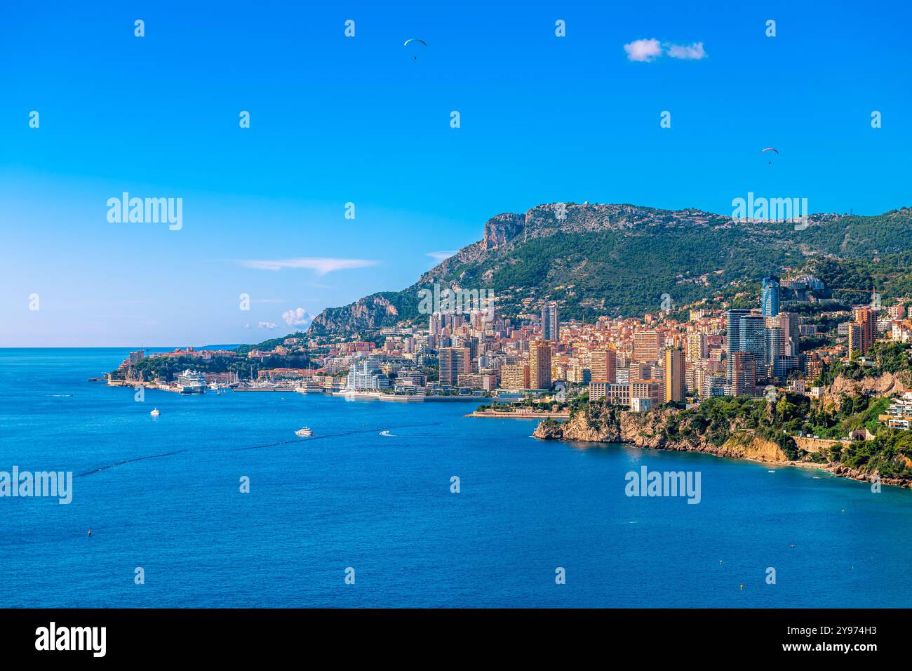Fürstentum Monaco von Roquebrune, Alpes Maritime, in der Provence. Stockfoto