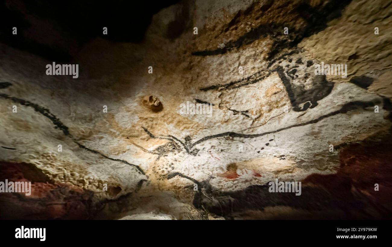 Höhlenmalereien in der Lascaux-Höhle Stockfoto