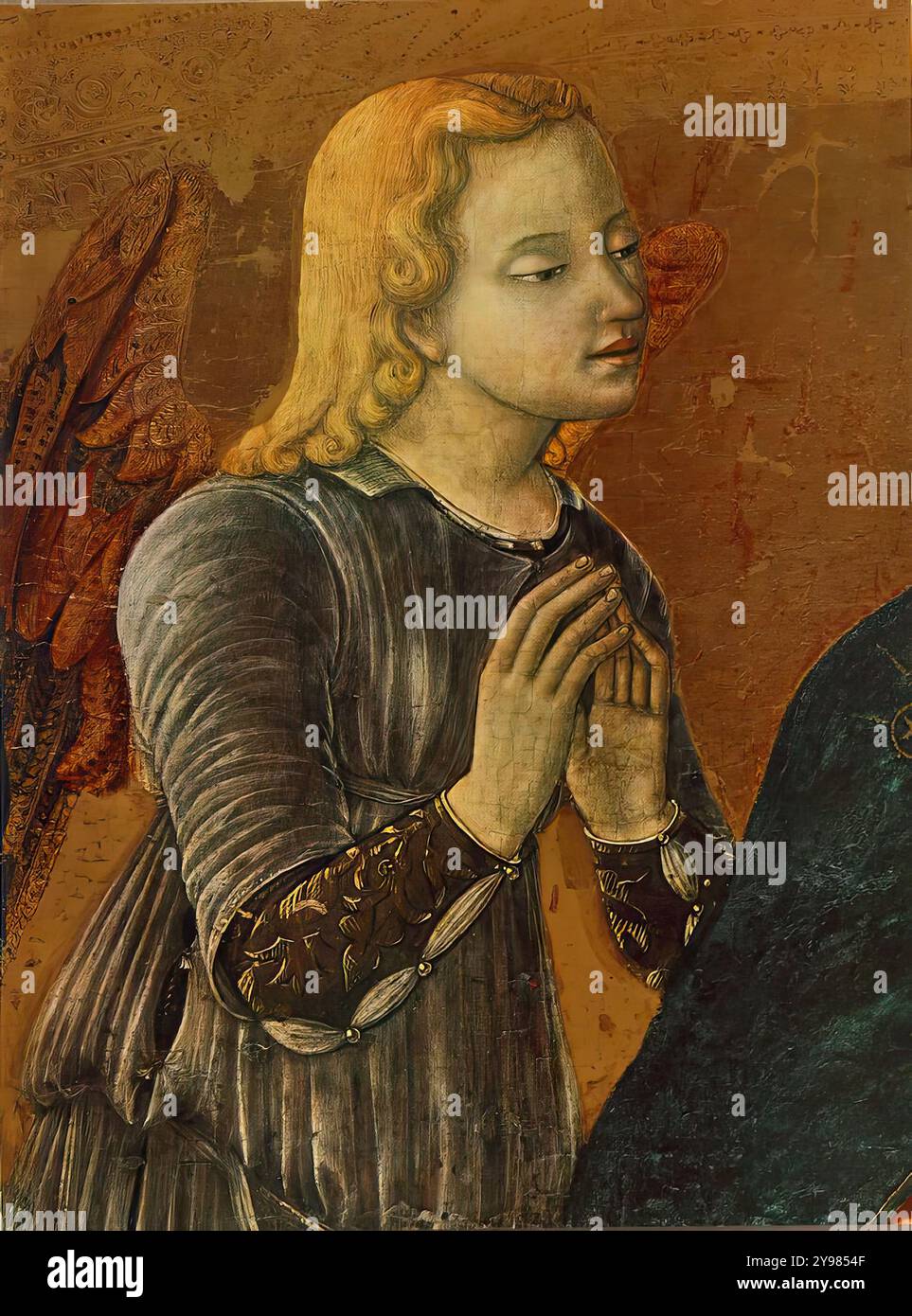 MATTEO di Giovanni (* ca. 1430, Borgo San Sepolcro, d. 1495, Siena) Madonna mit Kind und zwei Engeln (Detail) - Tempera auf Holz, 66 x 76 cm Christliches Museum, Esztergom *** Stichwörter: ************* Autor: MATTEO di Giovanni Titel: Madonna mit Kind und zwei Engeln (Detail) Zeitlinie: 1451-1500 Schule: Italienisch Form: Malerei Art: Religiös Stockfoto