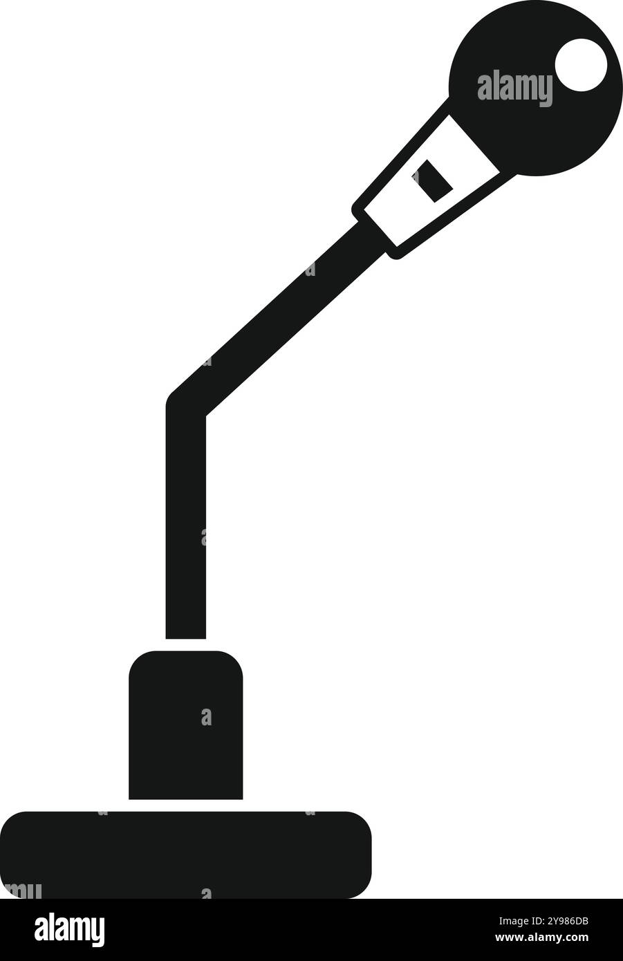 Einfacher Vektor eines Mikrofons, das auf einem Ständer steht, isoliert auf weißem Hintergrund Stock Vektor