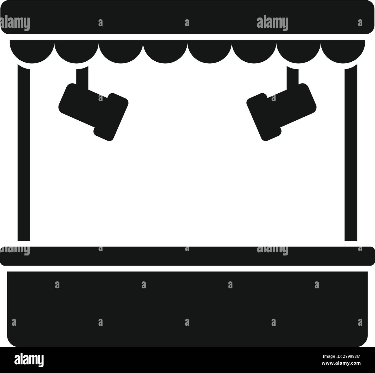 Einfaches Vektorsymbol eines leeren Imbisses, beleuchtet durch Spotlights Stock Vektor