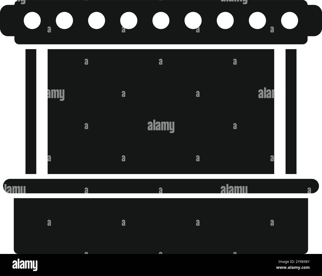 Schwarze Silhouette eines Street Food Stalls mit Lichtern, in schlichtem Stil, isoliert auf weißem Hintergrund Stock Vektor